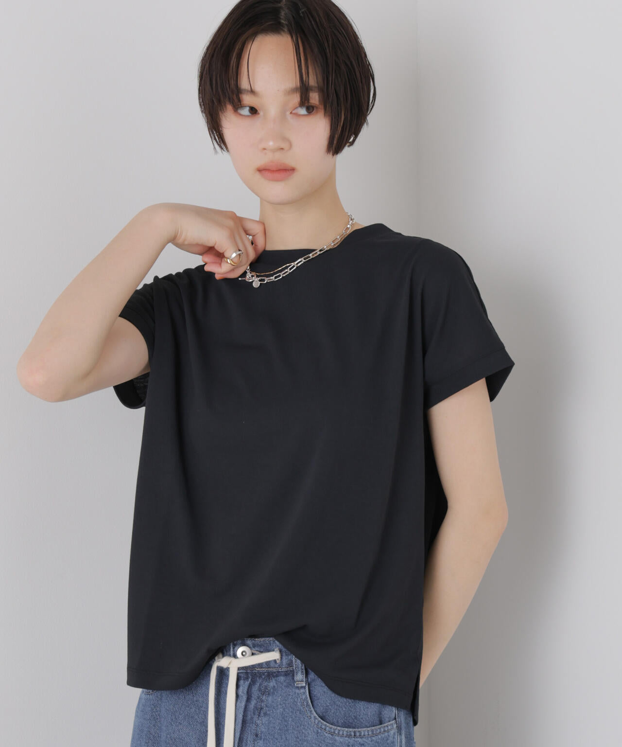 汗隠糸加工&多彩機能カットソー素材 ドルマンフレンチトップス 6736124321