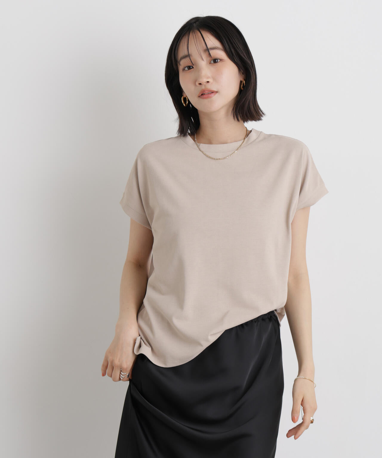 汗隠糸加工&多彩機能カットソー素材 ドルマンフレンチトップス 6736124321