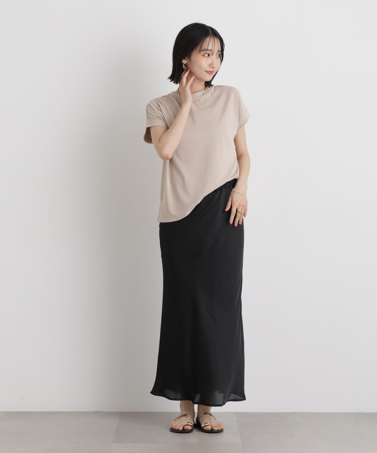 汗隠糸加工&多彩機能カットソー素材 ドルマンフレンチトップス 6736124321