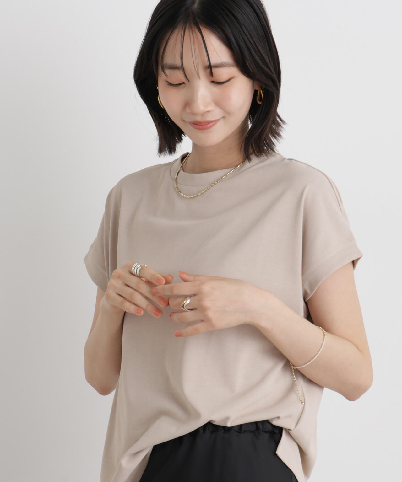 汗隠糸加工&多彩機能カットソー素材 ドルマンフレンチトップス 6736124321