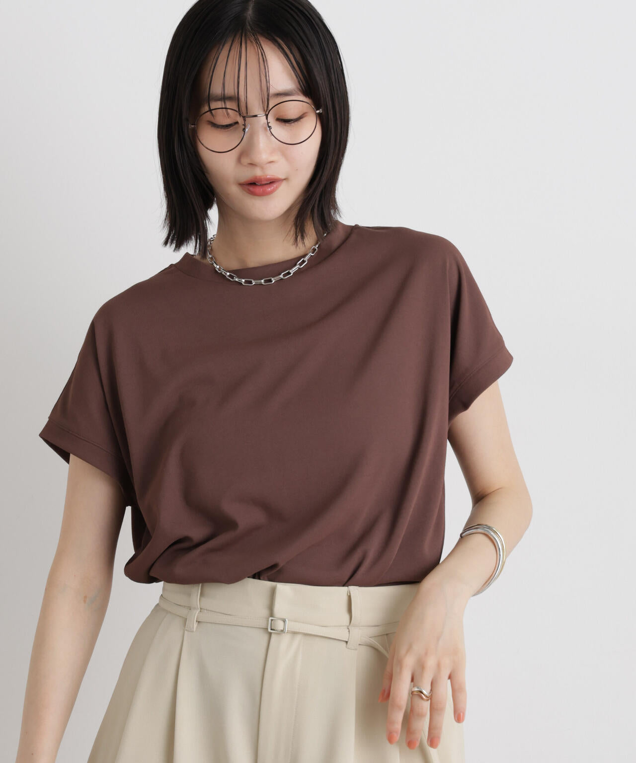 汗隠糸加工&多彩機能カットソー素材 ドルマンフレンチトップス 6736124321