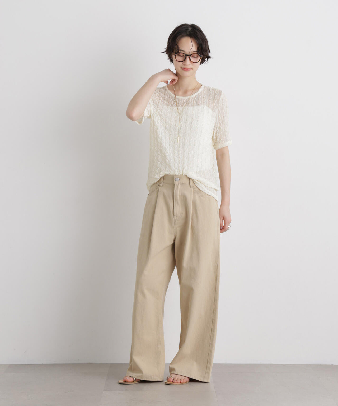 シアーカットクルーネックトップス 6736124324