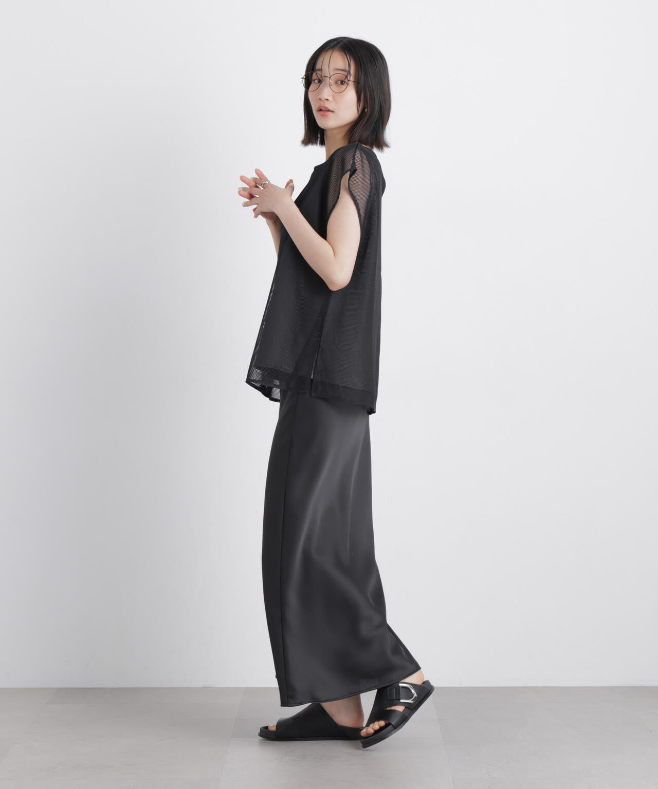 カラミメッシュレイヤードカットトップス 6736124334