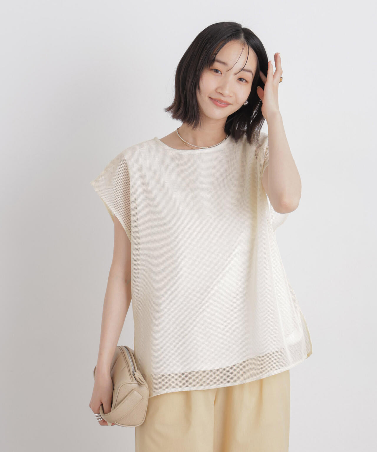 カラミメッシュレイヤードカットトップス 6736124334