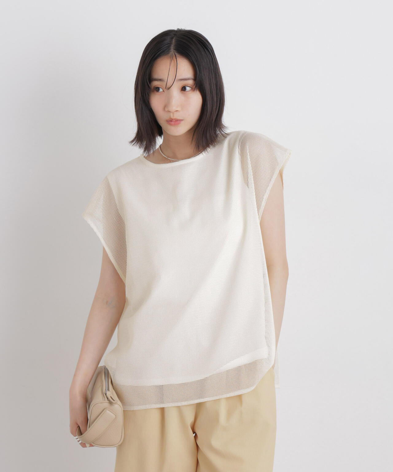 カラミメッシュレイヤードカットトップス 6736124334