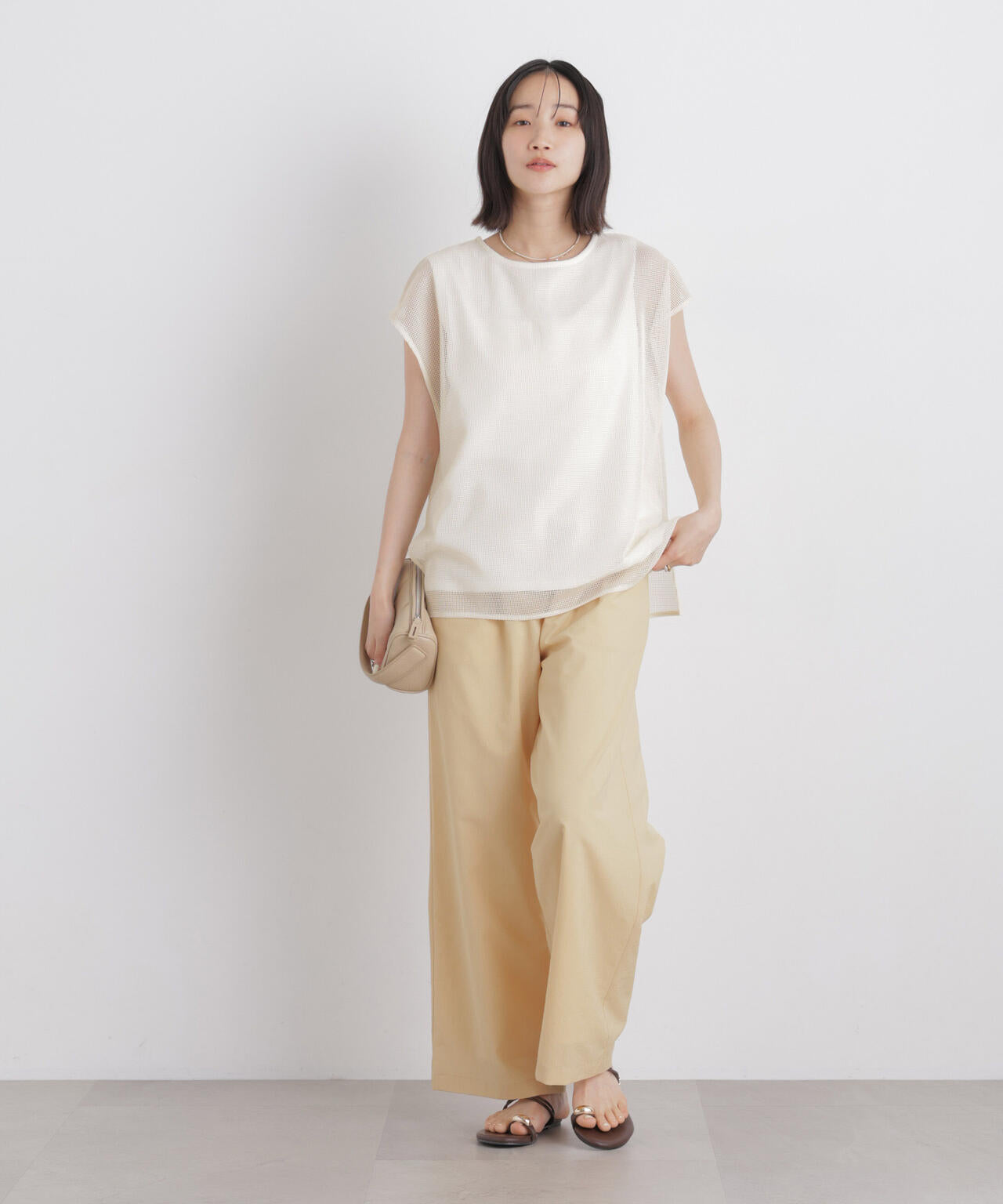 カラミメッシュレイヤードカットトップス 6736124334