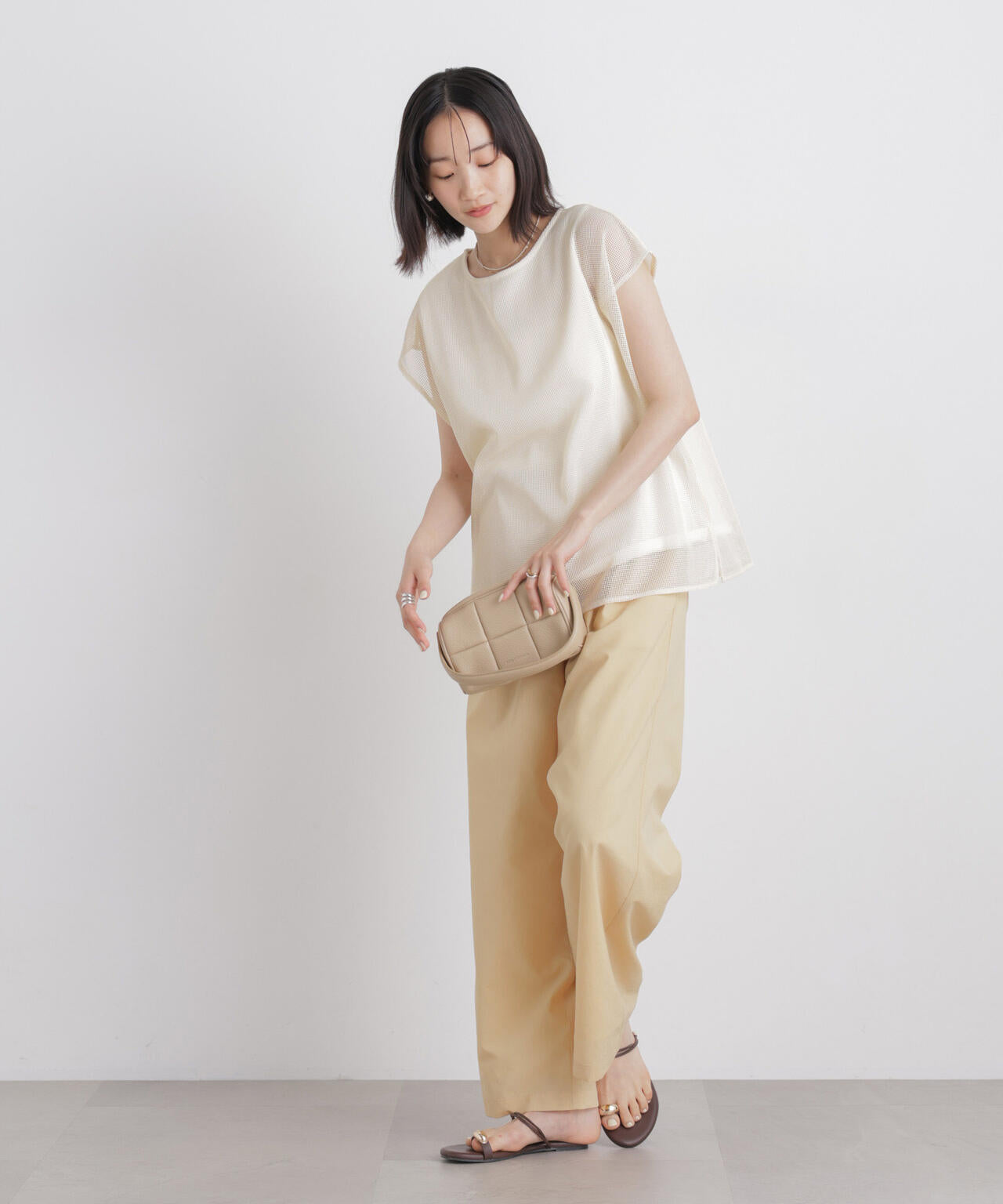 カラミメッシュレイヤードカットトップス 6736124334