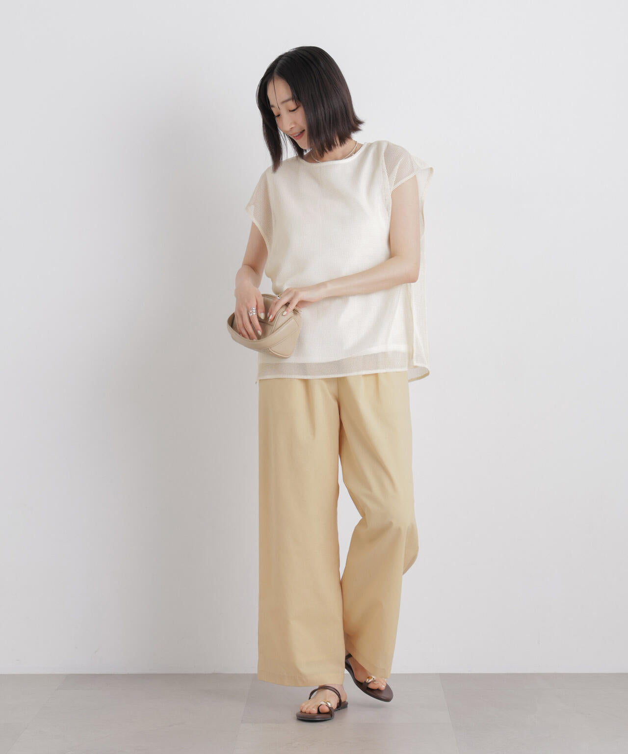 カラミメッシュレイヤードカットトップス 6736124334