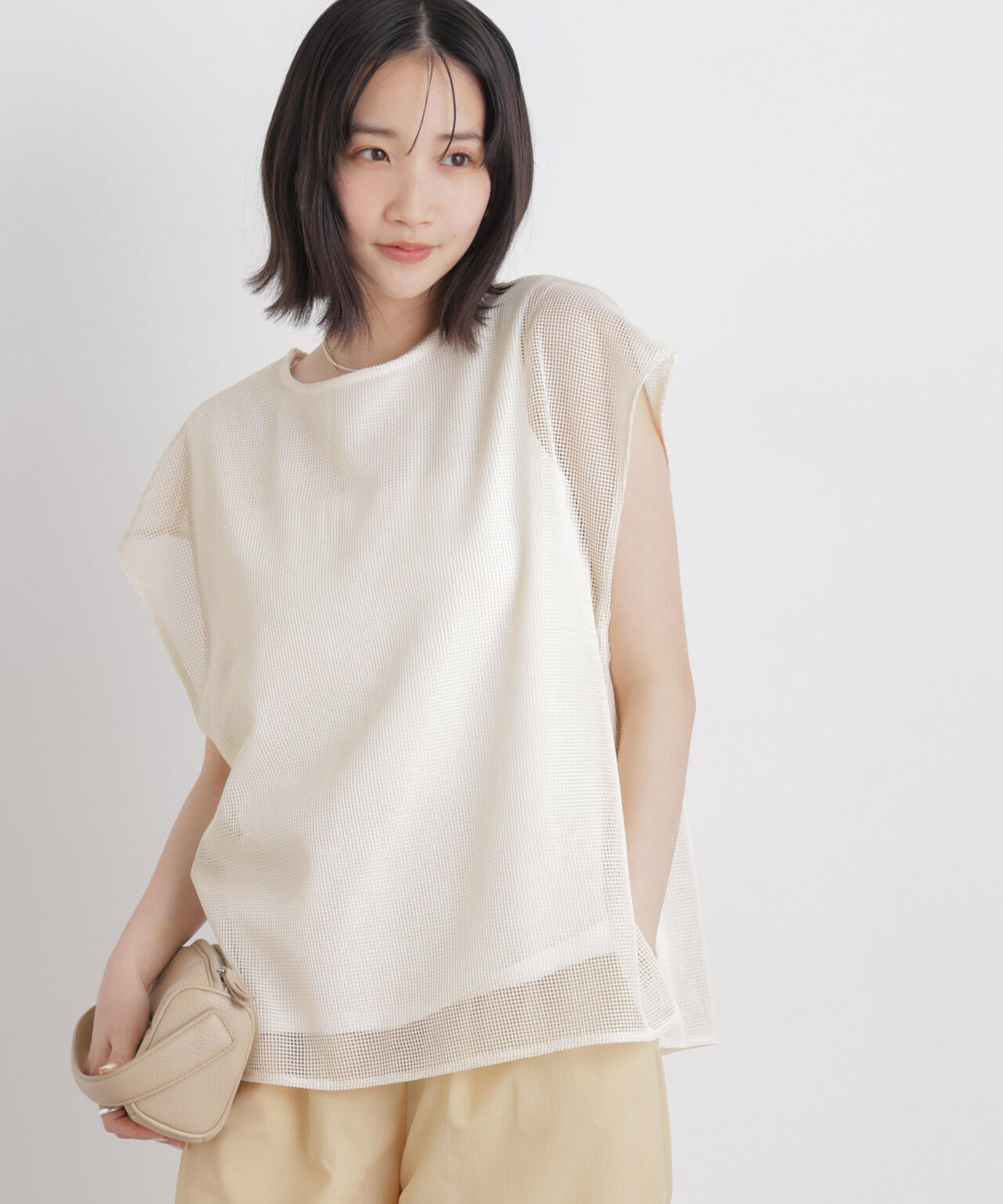 カラミメッシュレイヤードカットトップス 6736124334