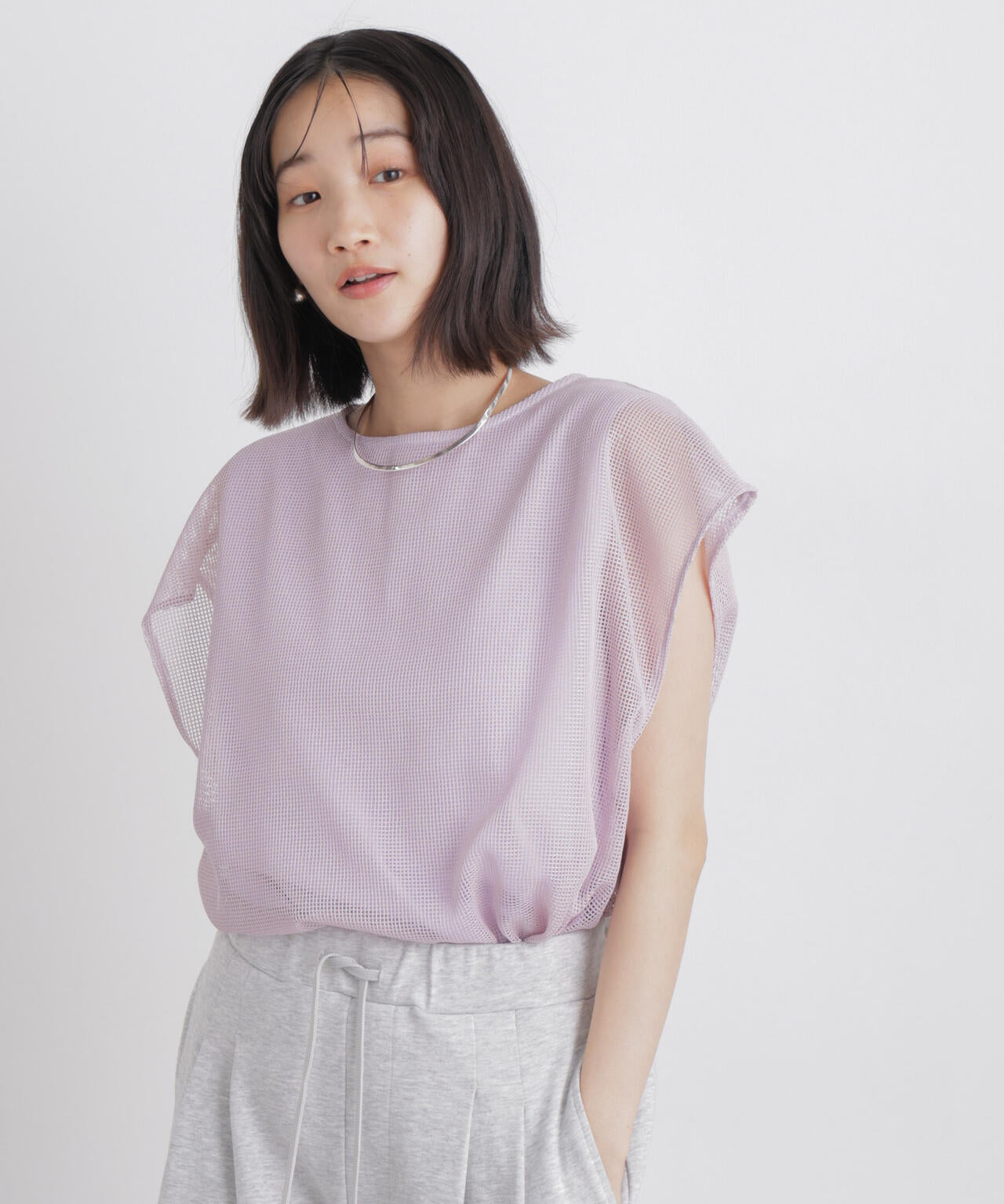 カラミメッシュレイヤードカットトップス 6736124334