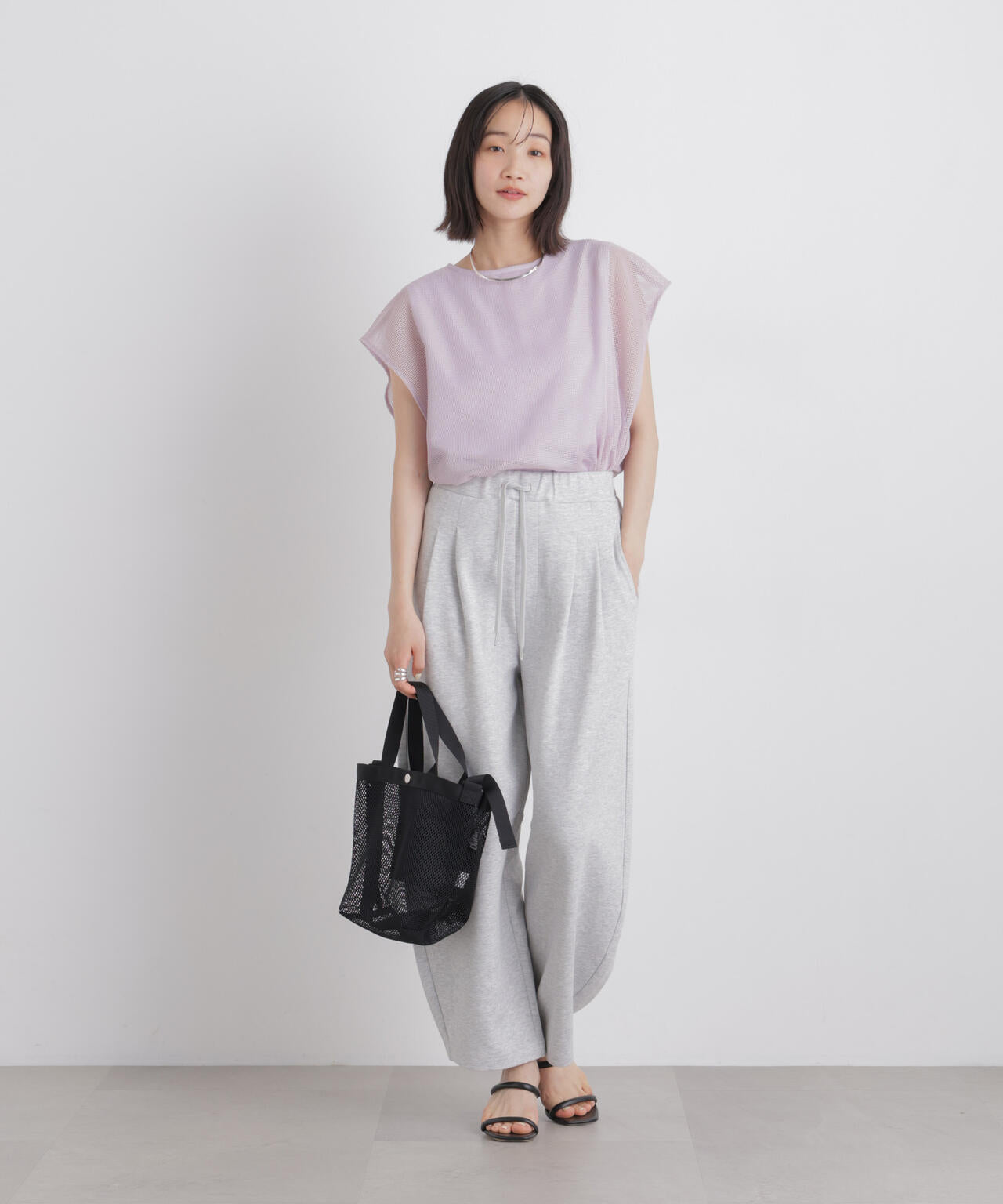 カラミメッシュレイヤードカットトップス 6736124334