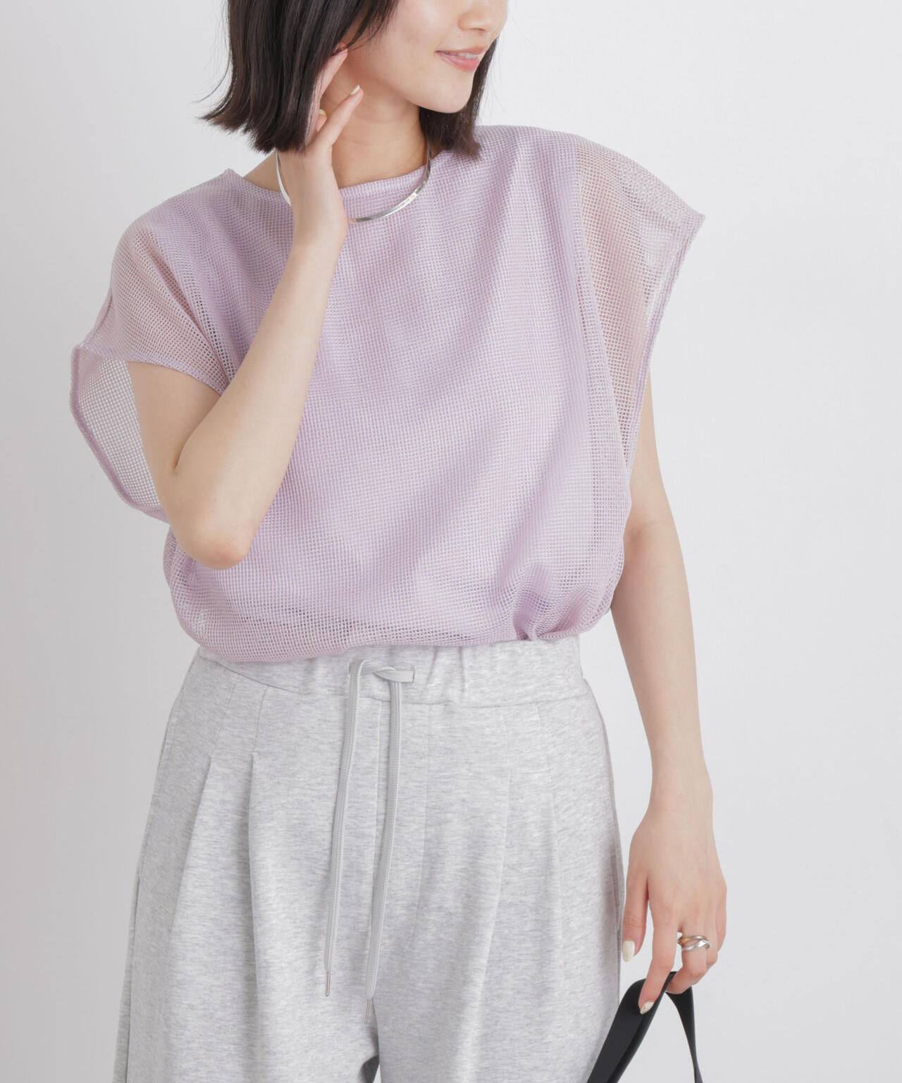カラミメッシュレイヤードカットトップス 6736124334