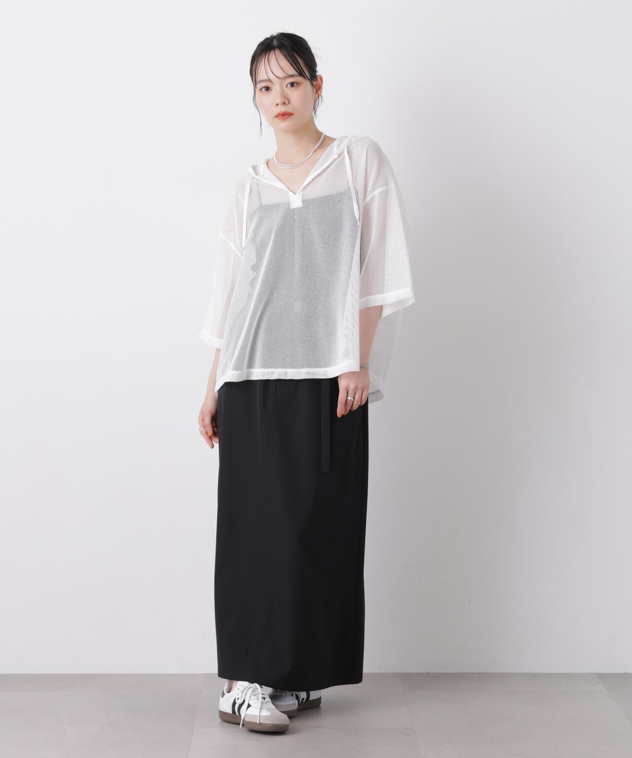 キーネックメッシュフーディートップス 6736124340