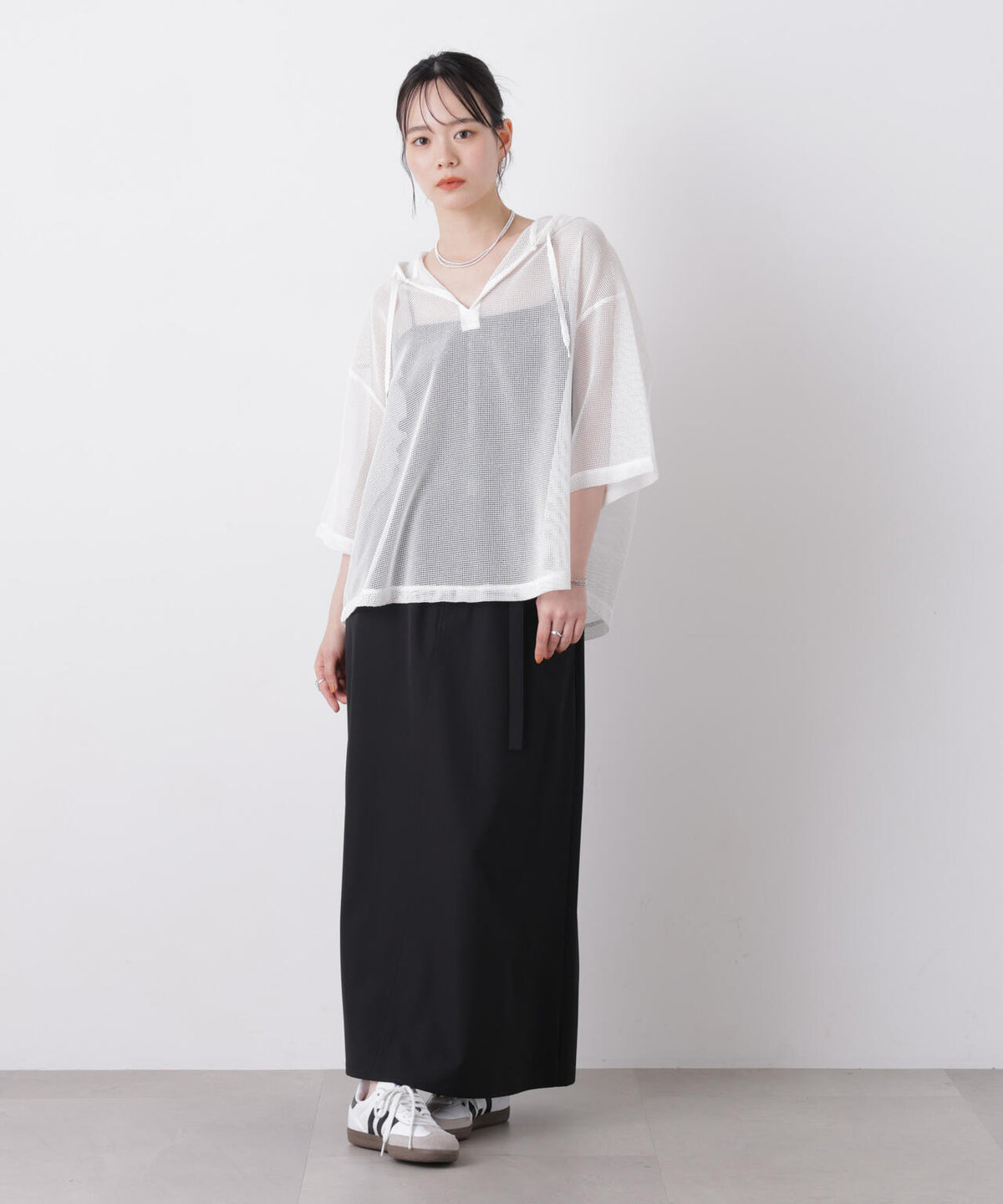 キーネックメッシュフーディートップス 6736124340