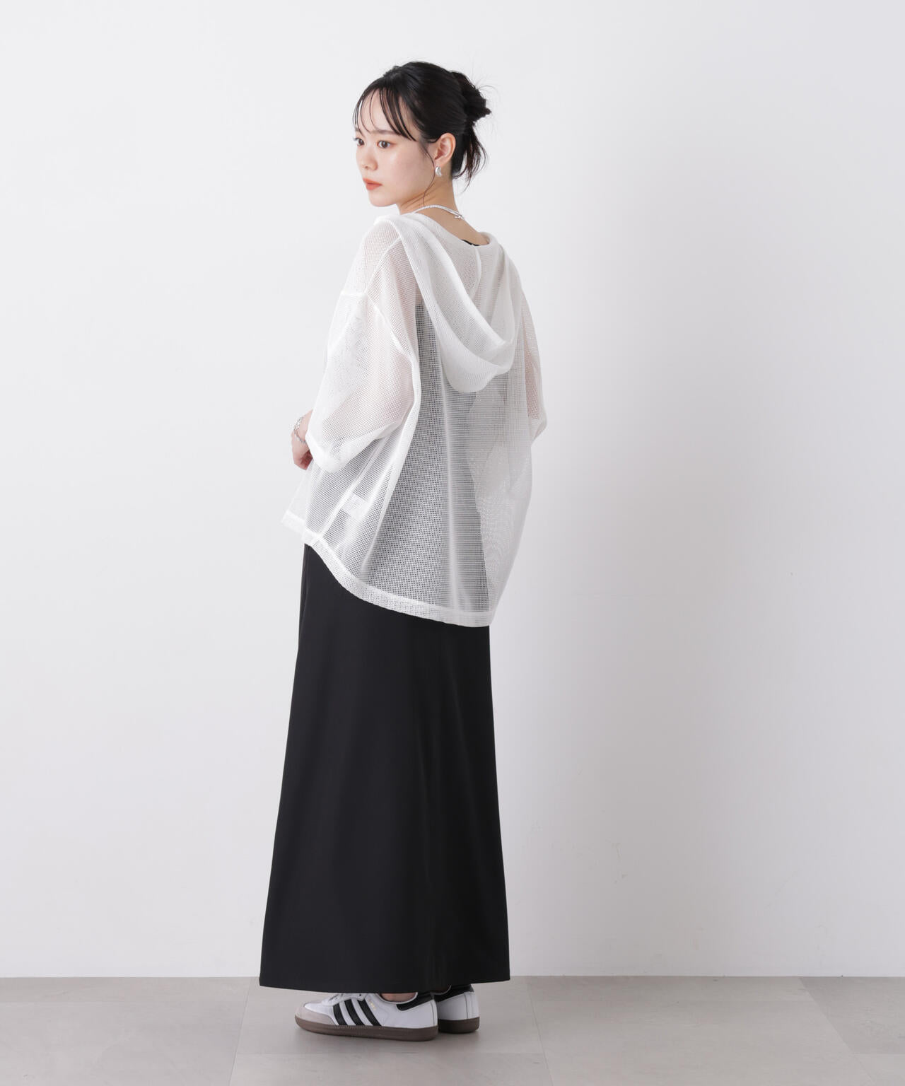 キーネックメッシュフーディートップス 6736124340