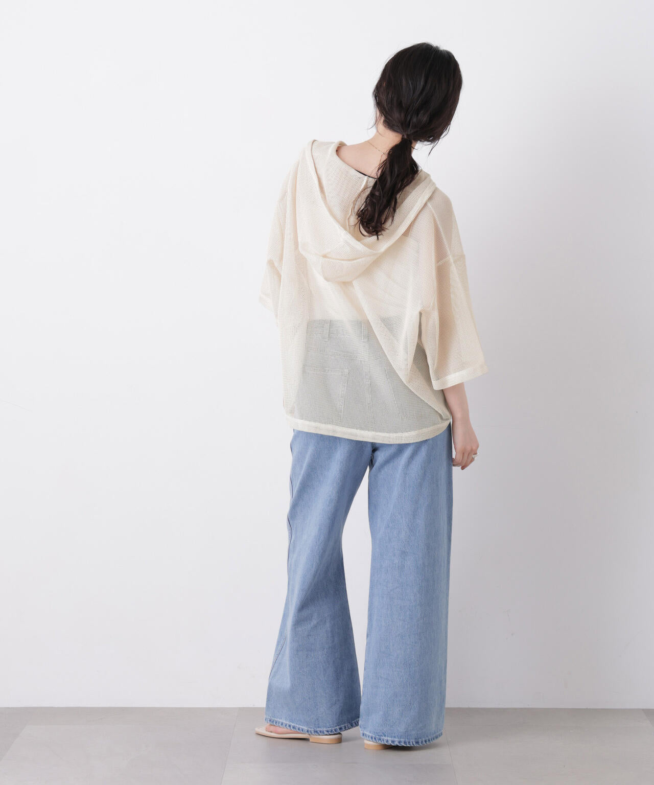 キーネックメッシュフーディートップス 6736124340