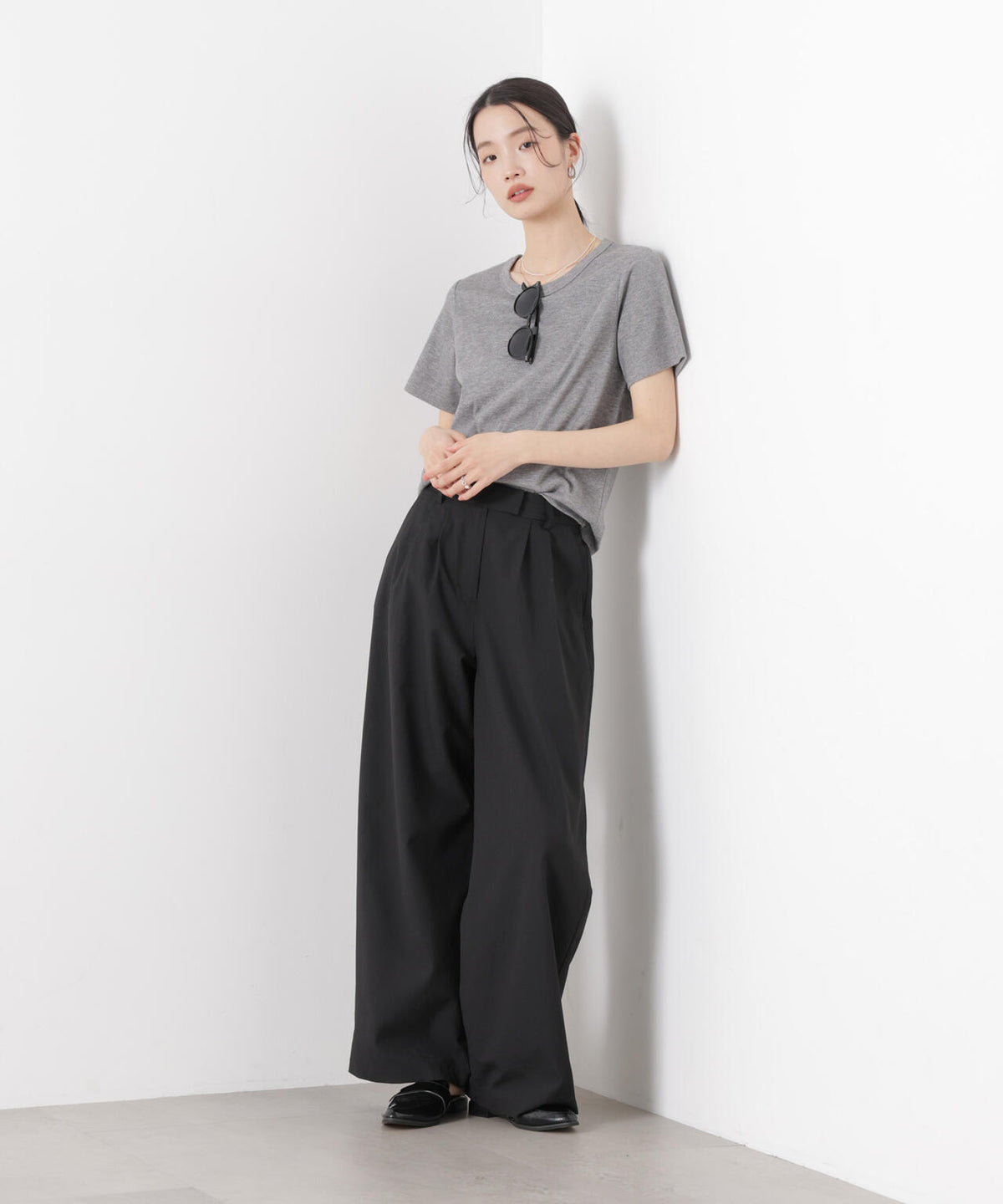 ソフトシアーツータックワイドパンツ(セットアップ可) 6736127308