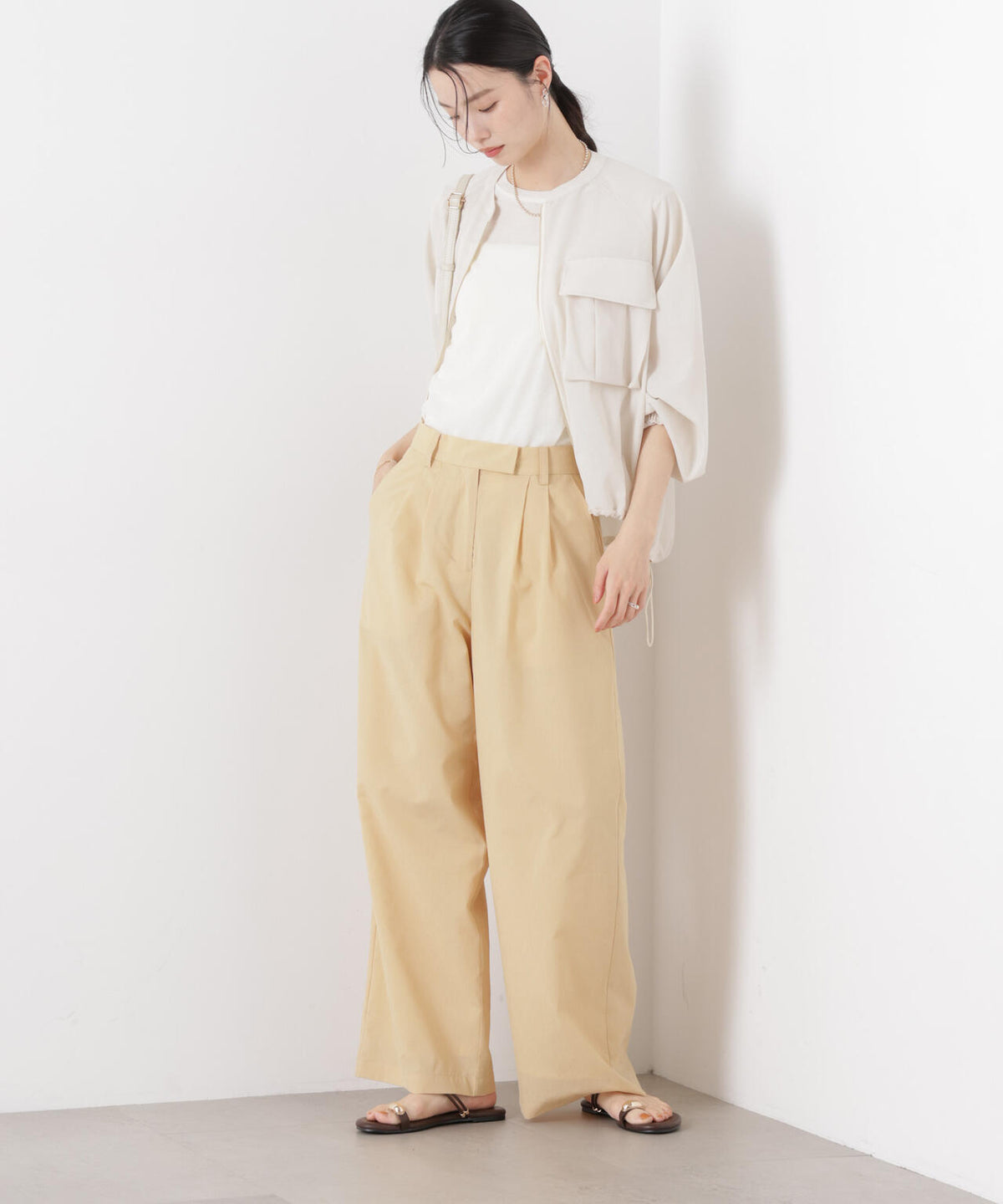 ソフトシアーツータックワイドパンツ(セットアップ可) 6736127308