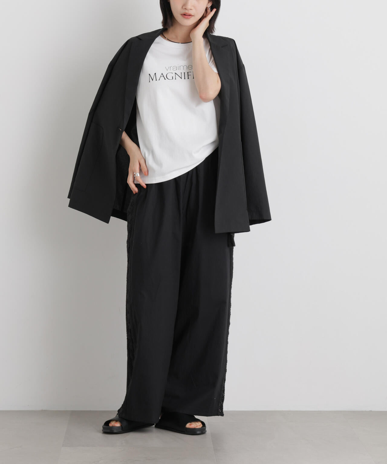 made in INDIA サイドレースワイドパンツ 6736127309