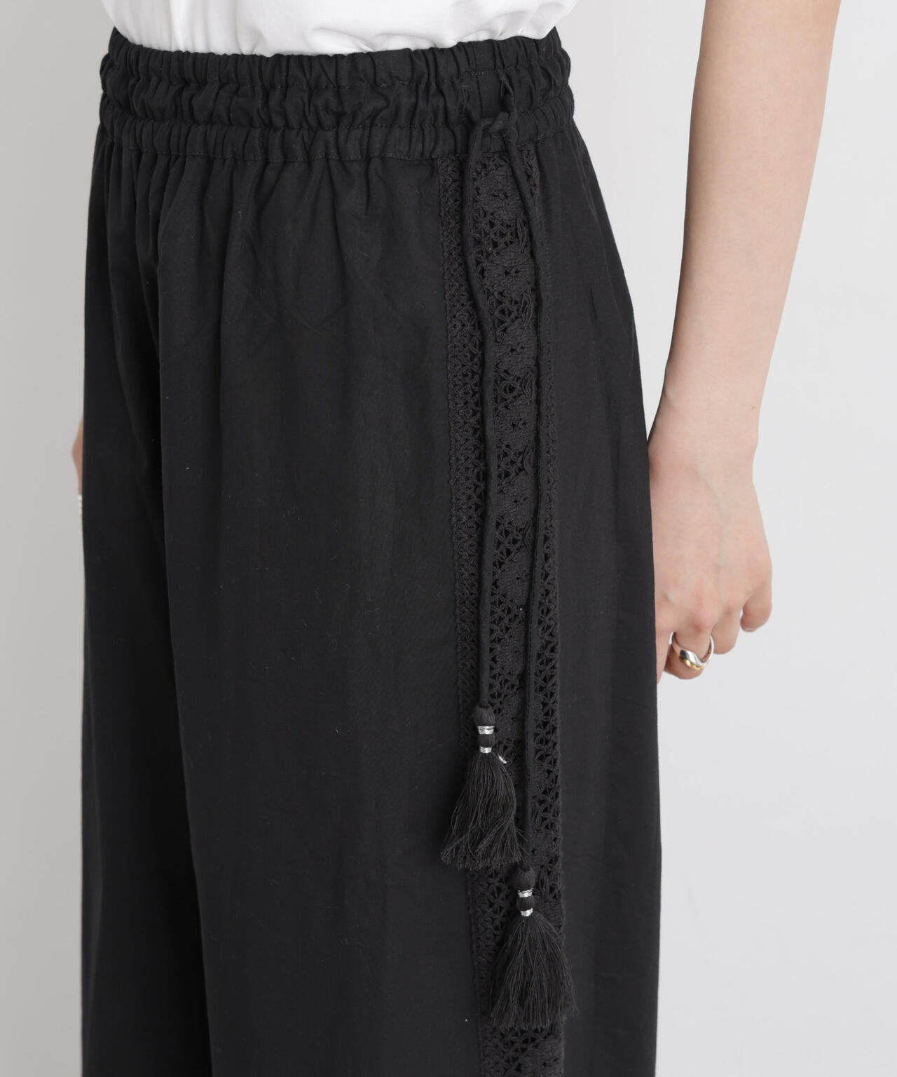 made in INDIA サイドレースワイドパンツ 6736127309