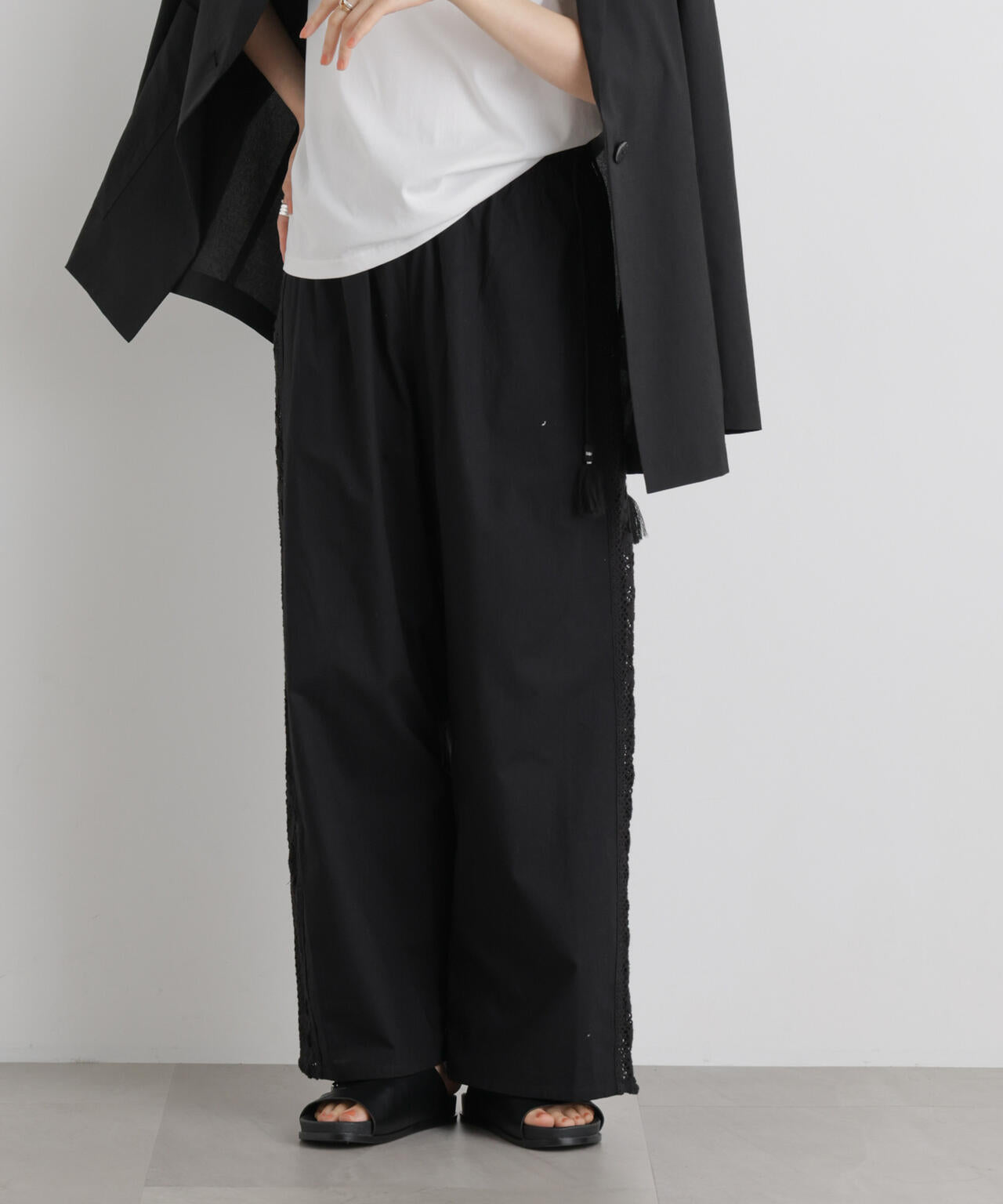 made in INDIA サイドレースワイドパンツ 6736127309