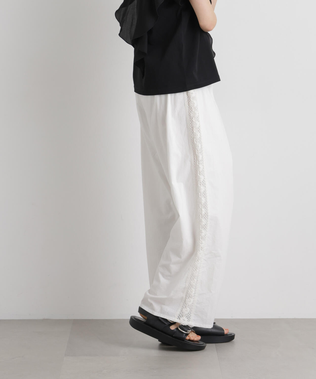 made in INDIA サイドレースワイドパンツ 6736127309