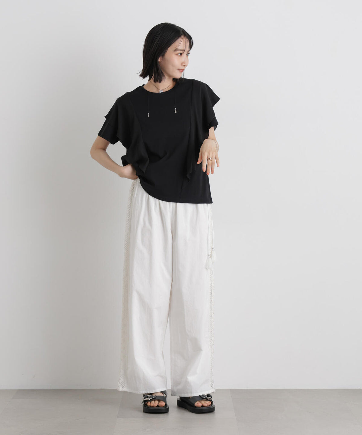 made in INDIA サイドレースワイドパンツ 6736127309