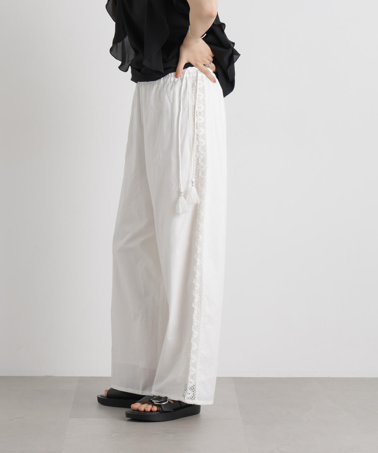 made in INDIA サイドレースワイドパンツ 6736127309