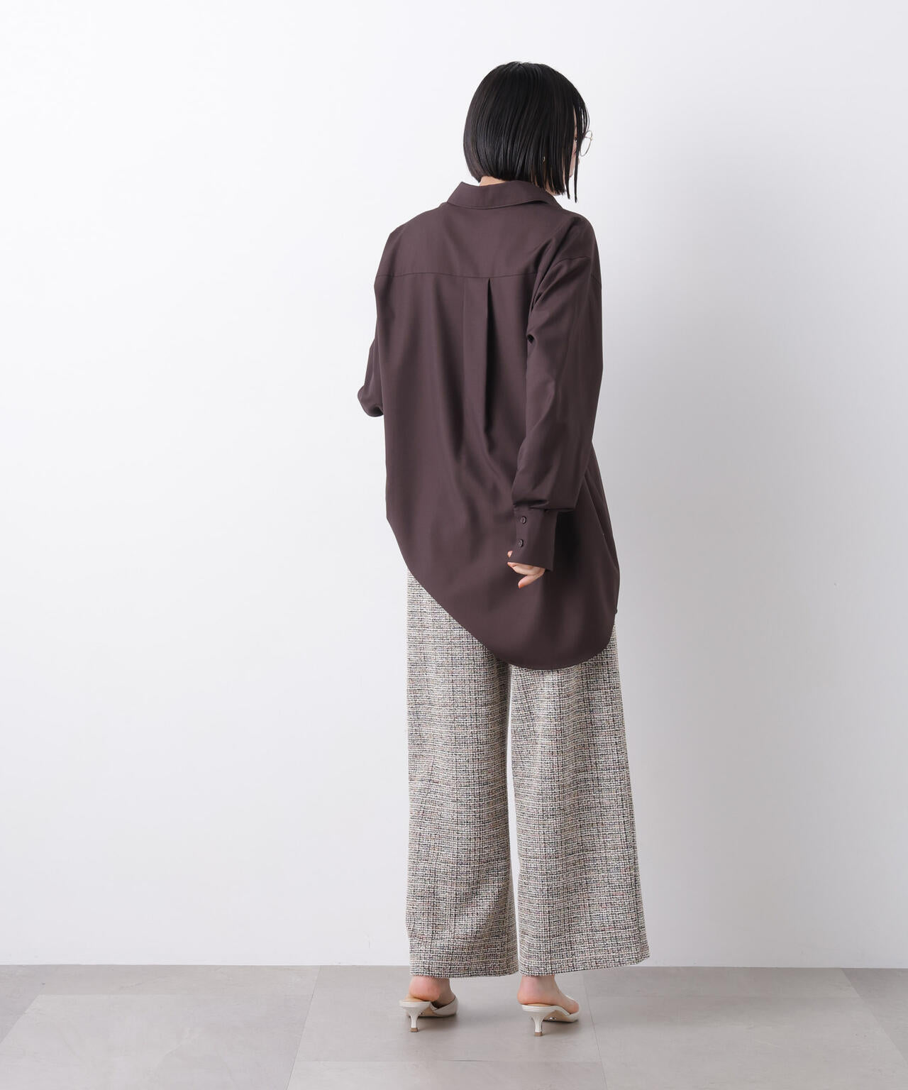 カットツイードドロストワイドパンツ(セットアップ可) 6736127310