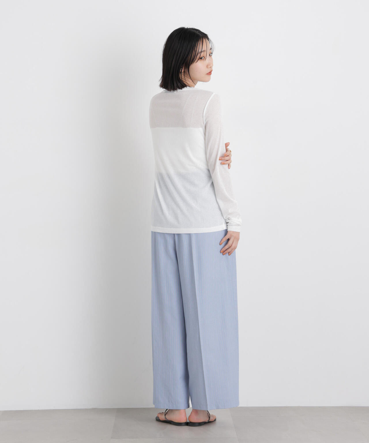 ドビーストライプベルト付タックワイドパンツ(セットアップ可) 6736127314