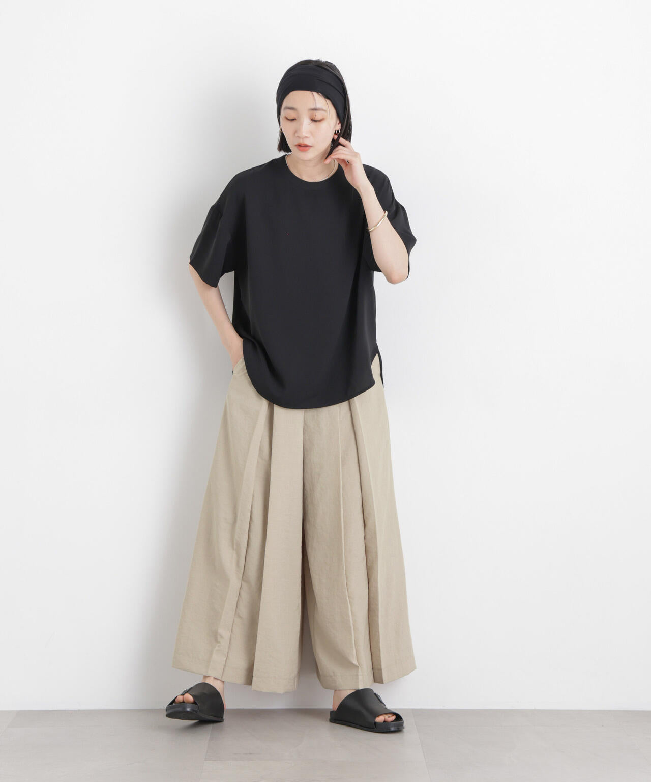 タンブラーブッチャーボックスプリーツワイドパンツ(セットアップ可) 6736127317