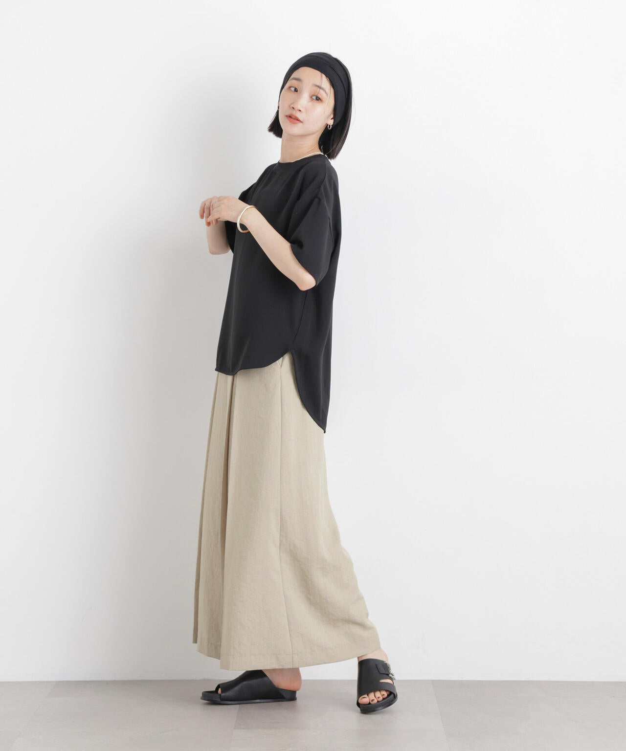 タンブラーブッチャーボックスプリーツワイドパンツ(セットアップ可) 6736127317