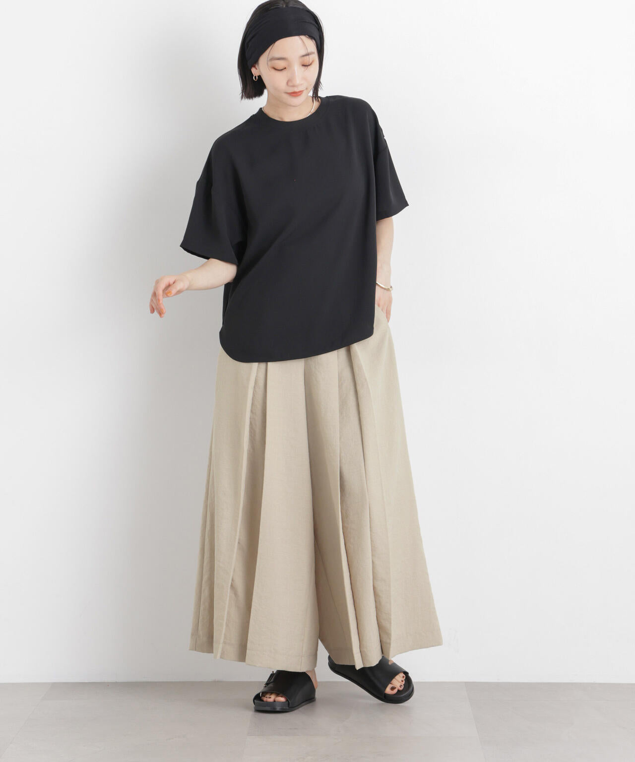 タンブラーブッチャーボックスプリーツワイドパンツ(セットアップ可) 6736127317