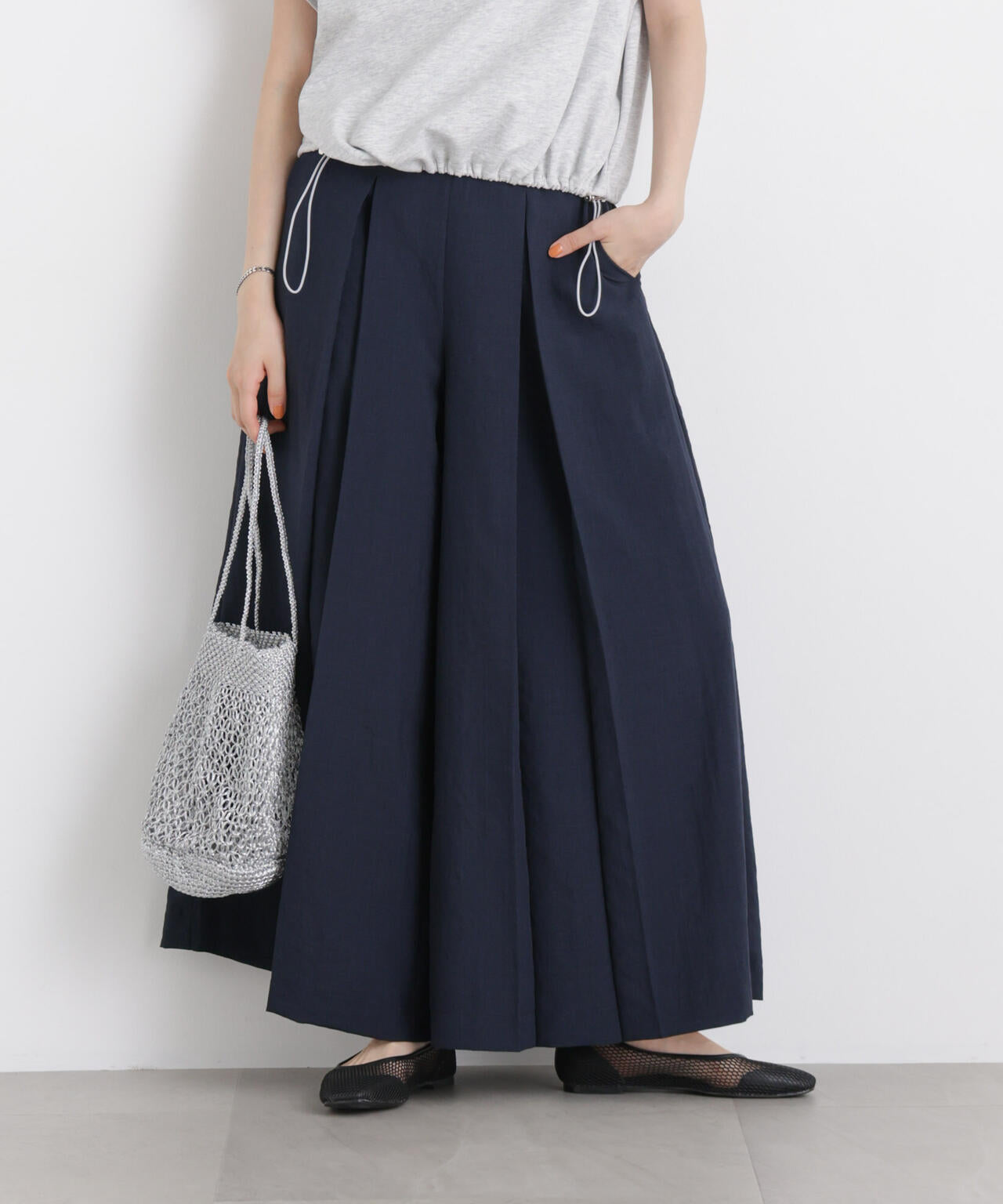 タンブラーブッチャーボックスプリーツワイドパンツ(セットアップ可) 6736127317
