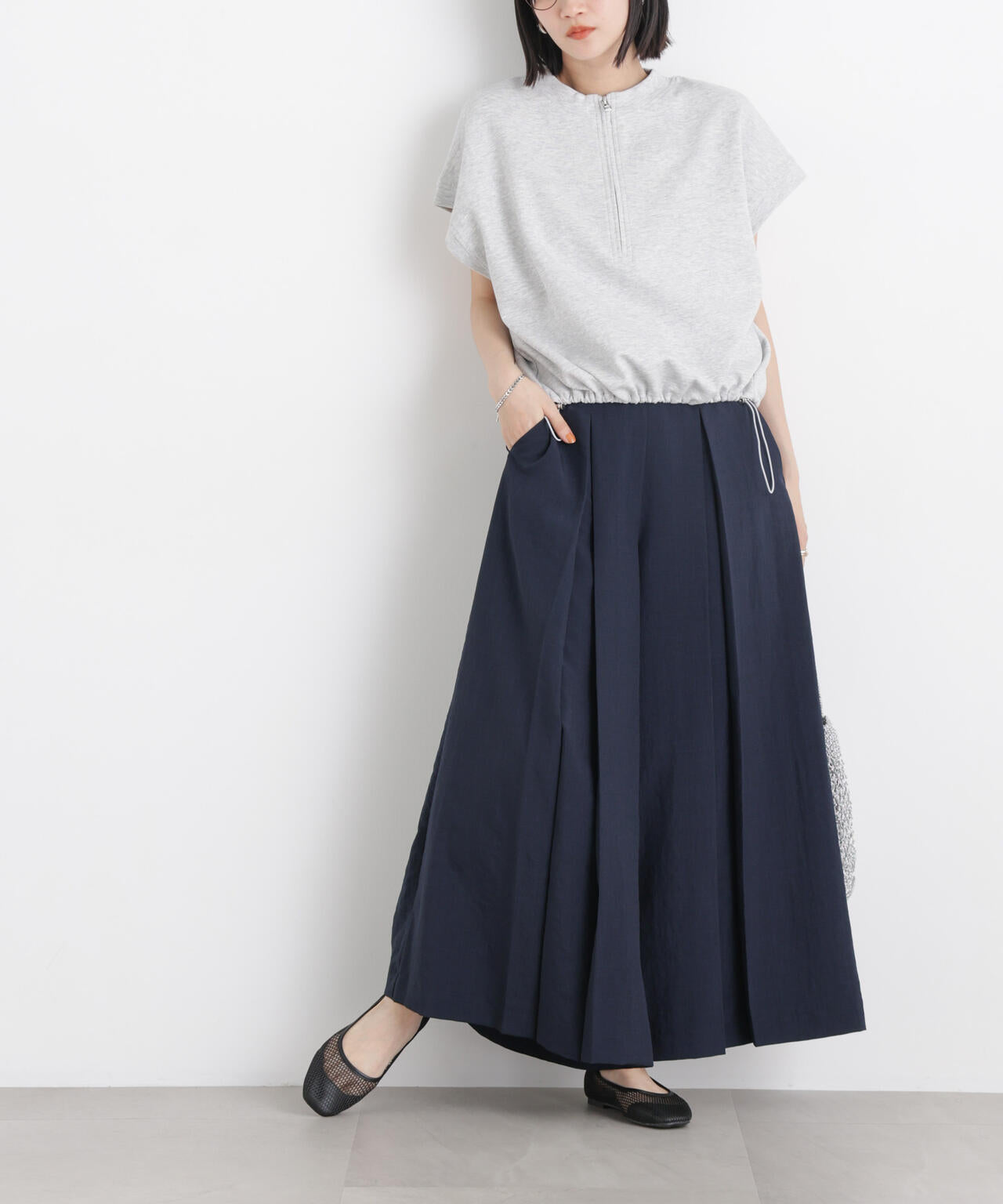 タンブラーブッチャーボックスプリーツワイドパンツ(セットアップ可) 6736127317