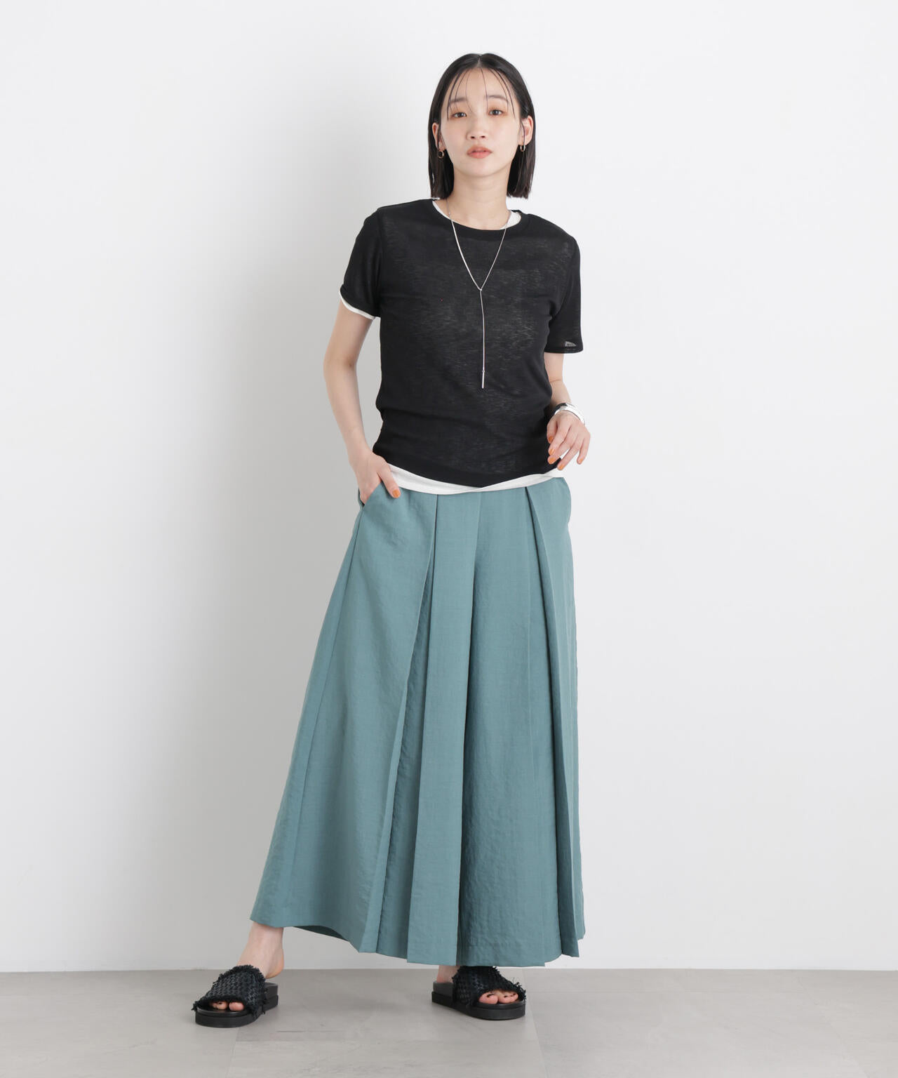 タンブラーブッチャーボックスプリーツワイドパンツ(セットアップ可) 6736127317