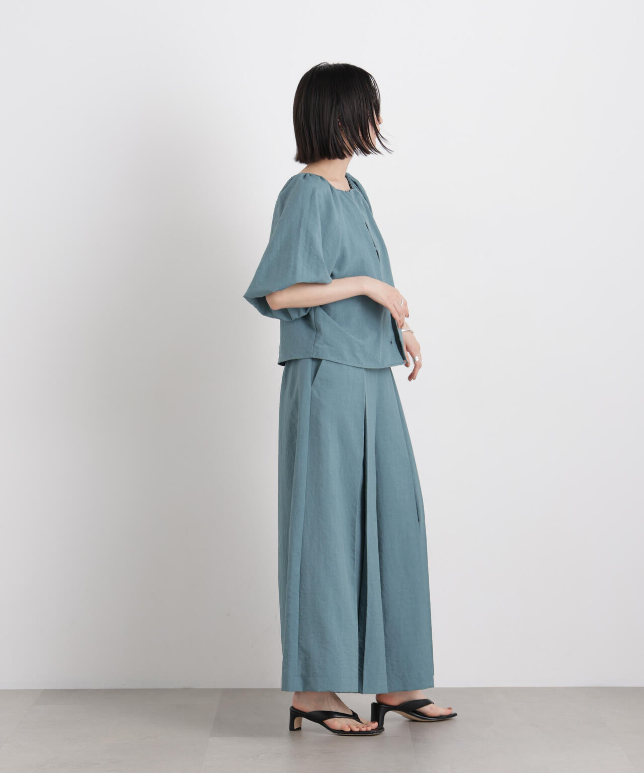 タンブラーブッチャーボックスプリーツワイドパンツ(セットアップ可) 6736127317