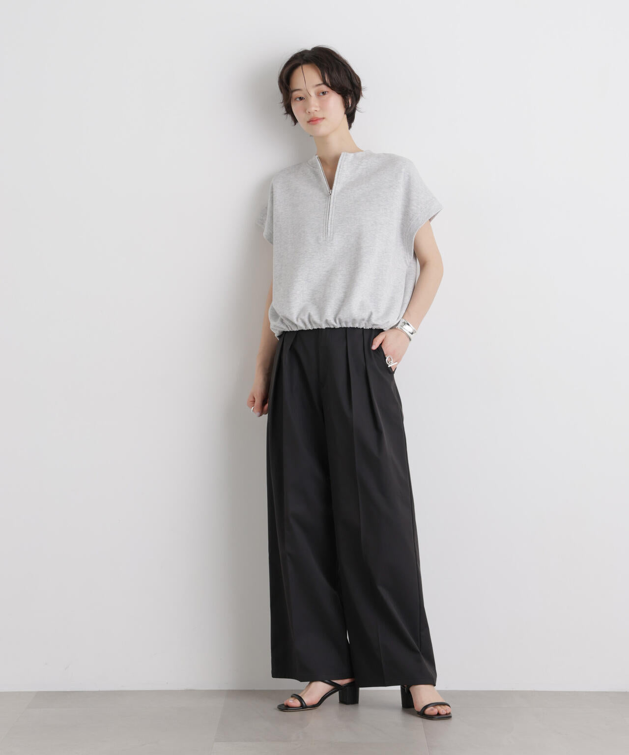エバークリース加工タックワイドセンタープレスパンツ 6736127324
