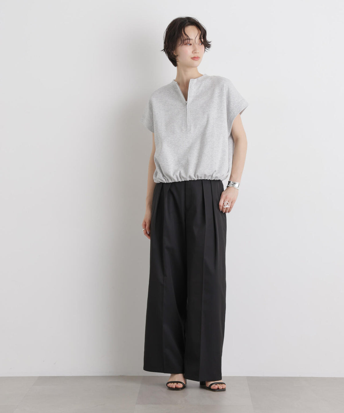 エバークリース加工タックワイドセンタープレスパンツ 6736127324