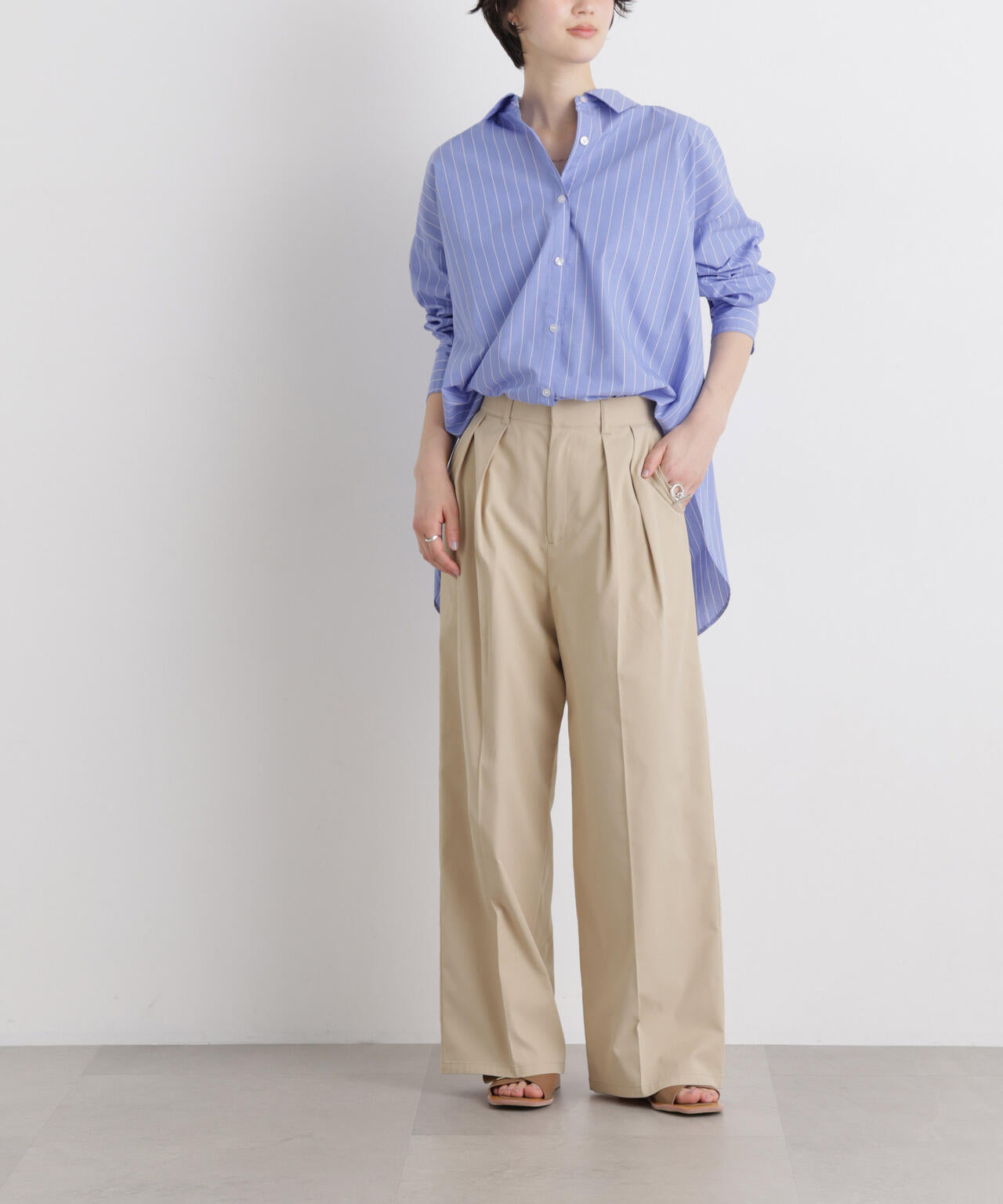エバークリース加工タックワイドセンタープレスパンツ 6736127324