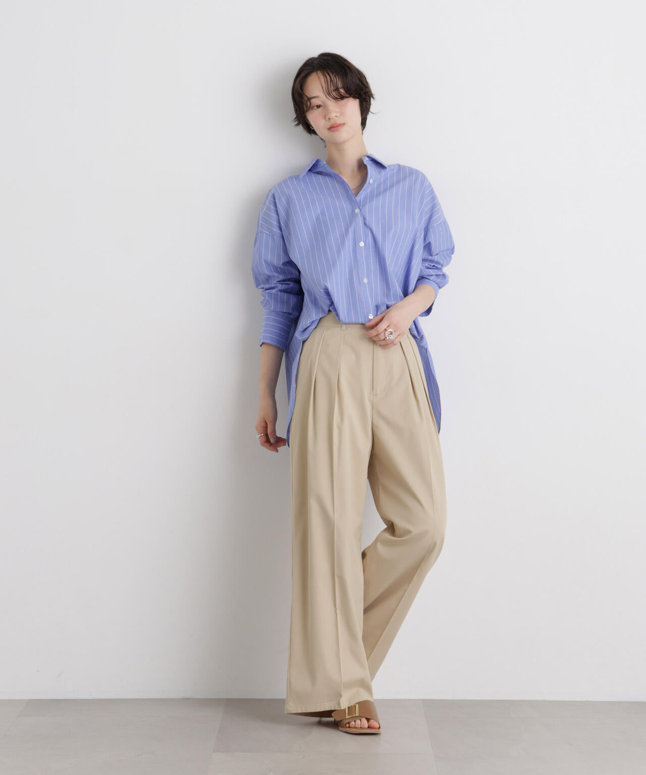 エバークリース加工タックワイドセンタープレスパンツ 6736127324