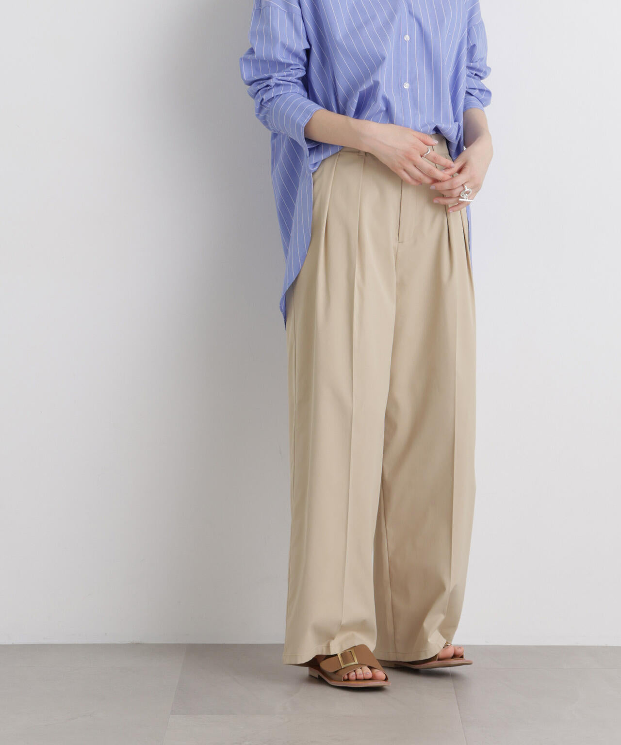 エバークリース加工タックワイドセンタープレスパンツ 6736127324