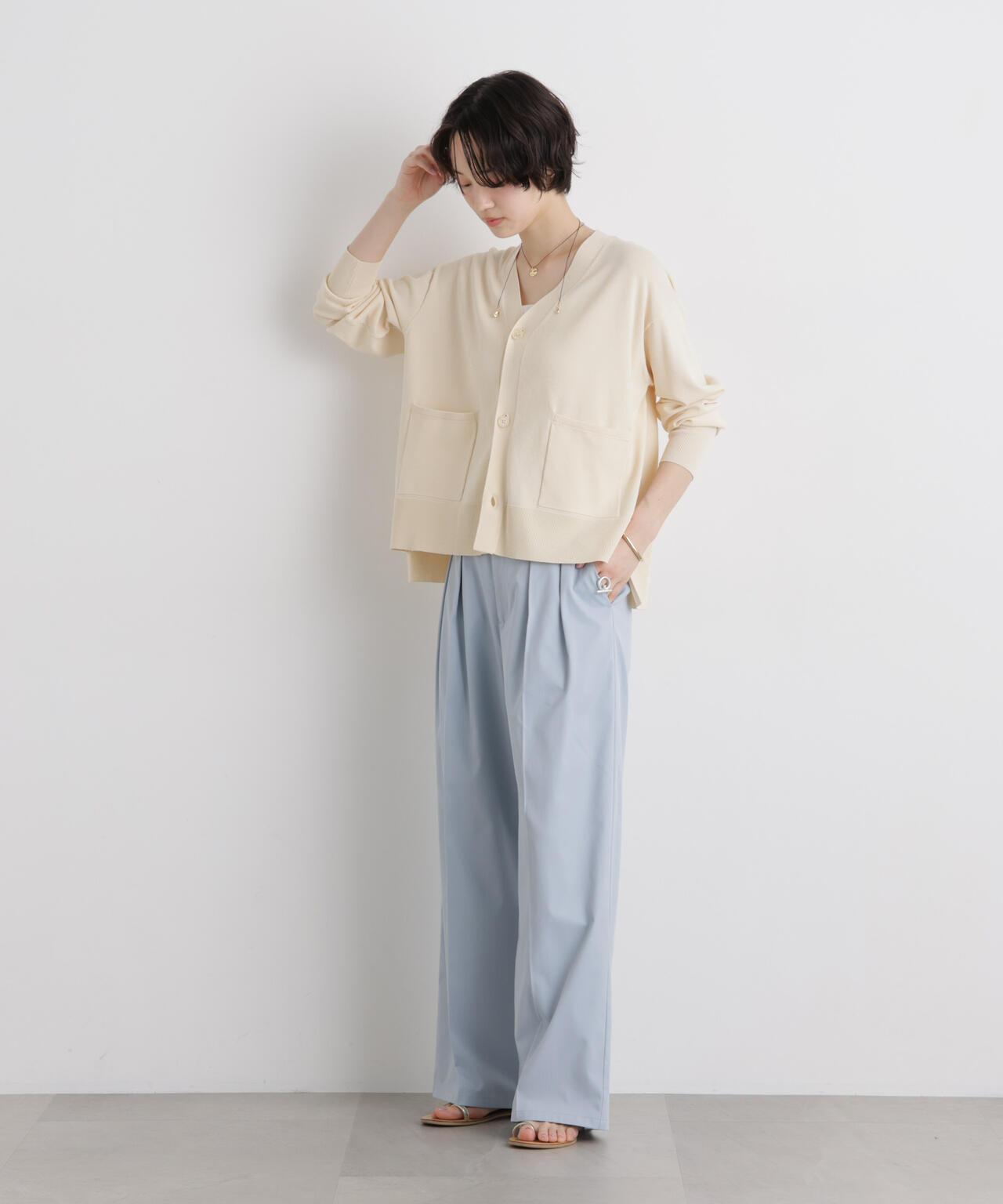 エバークリース加工タックワイドセンタープレスパンツ 6736127324