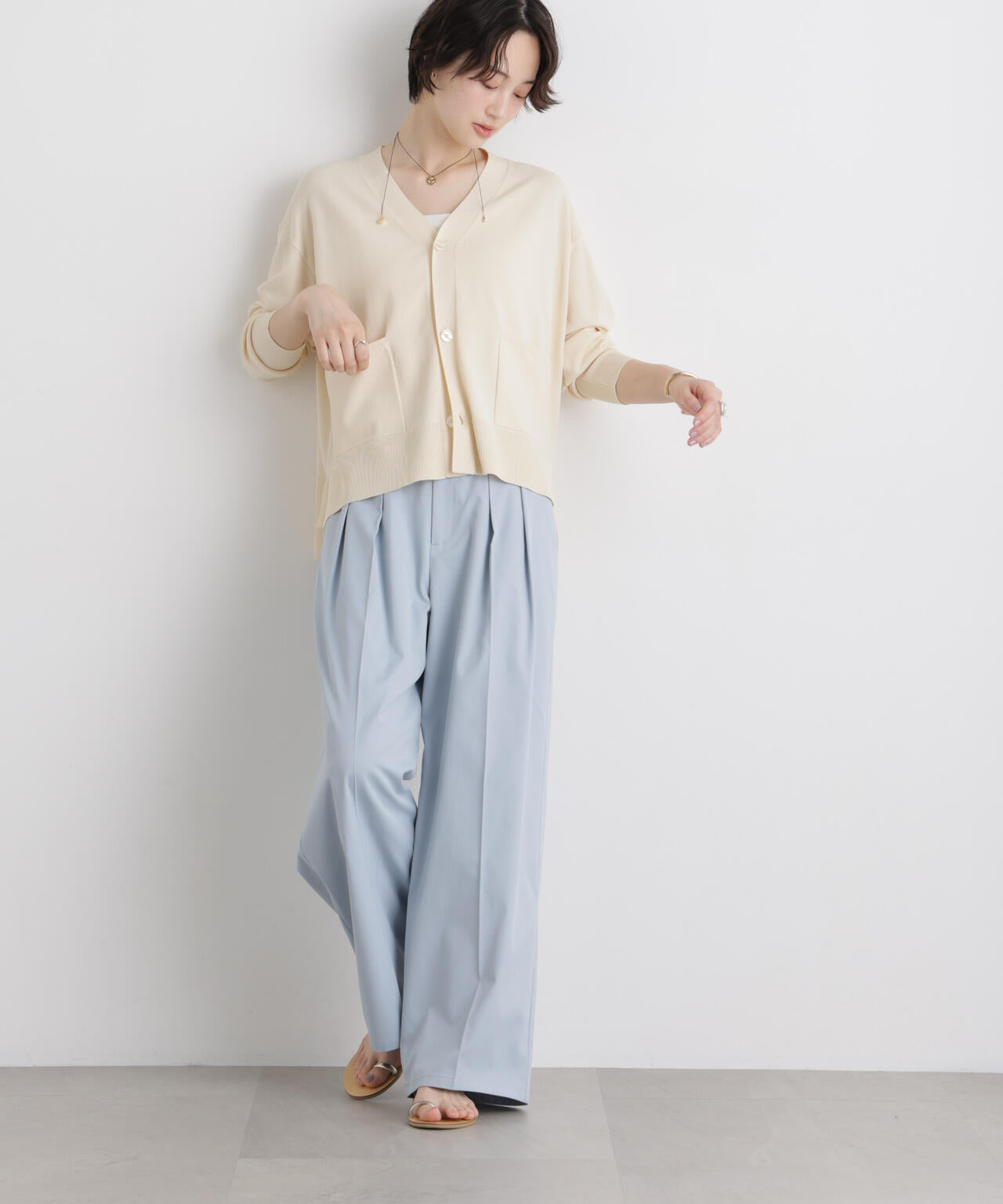 エバークリース加工タックワイドセンタープレスパンツ 6736127324