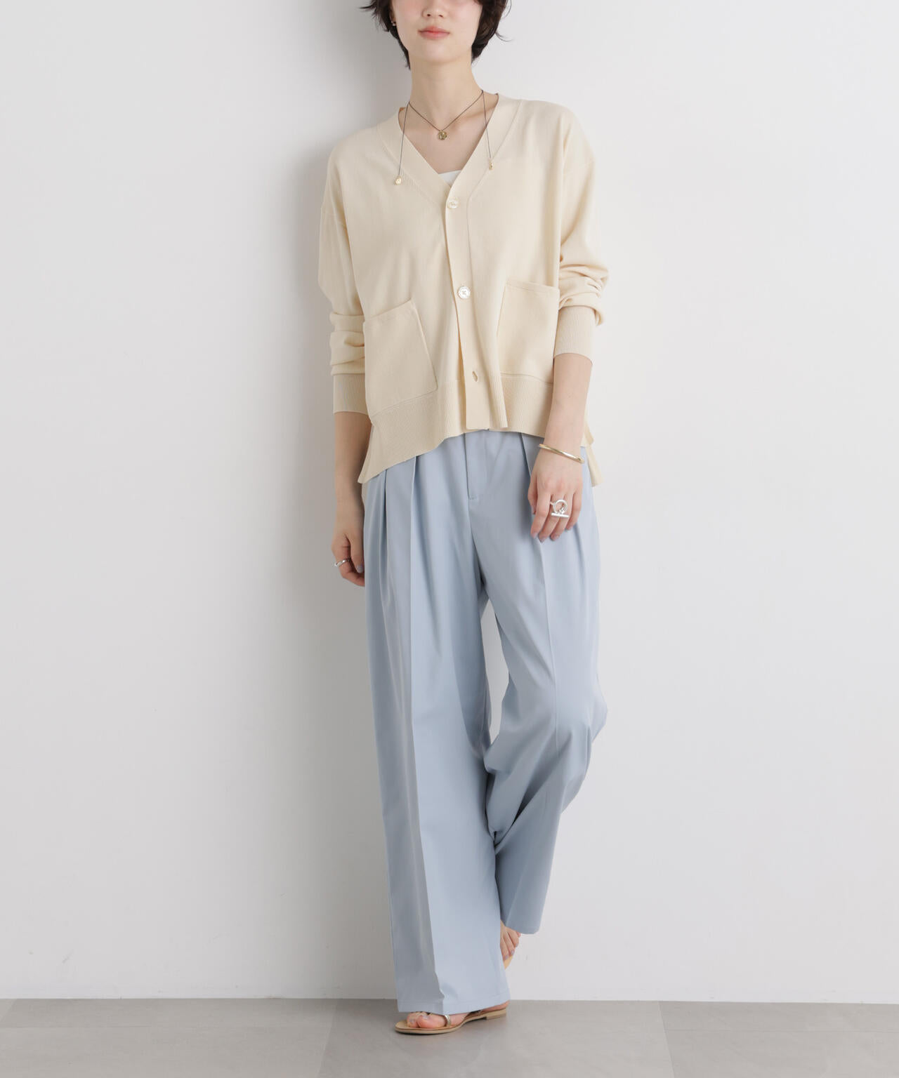エバークリース加工タックワイドセンタープレスパンツ 6736127324