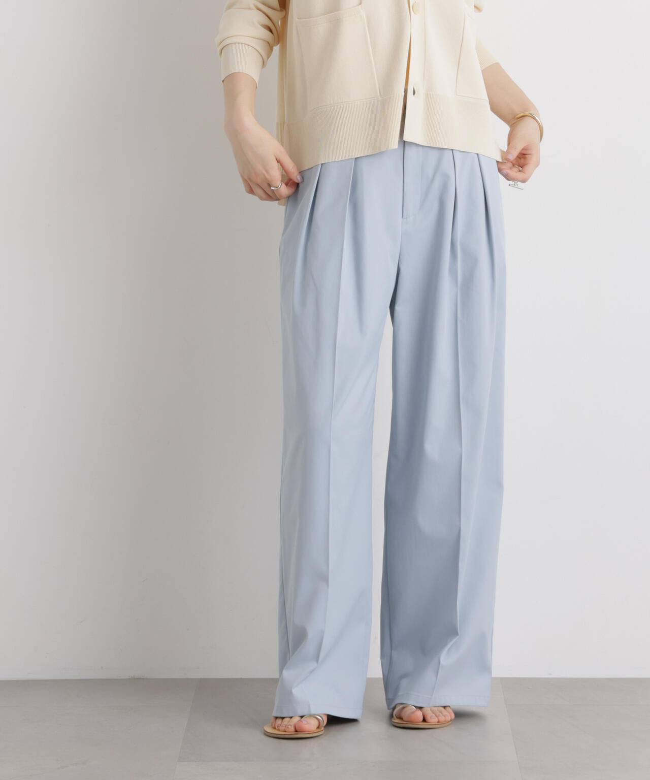 エバークリース加工タックワイドセンタープレスパンツ 6736127324