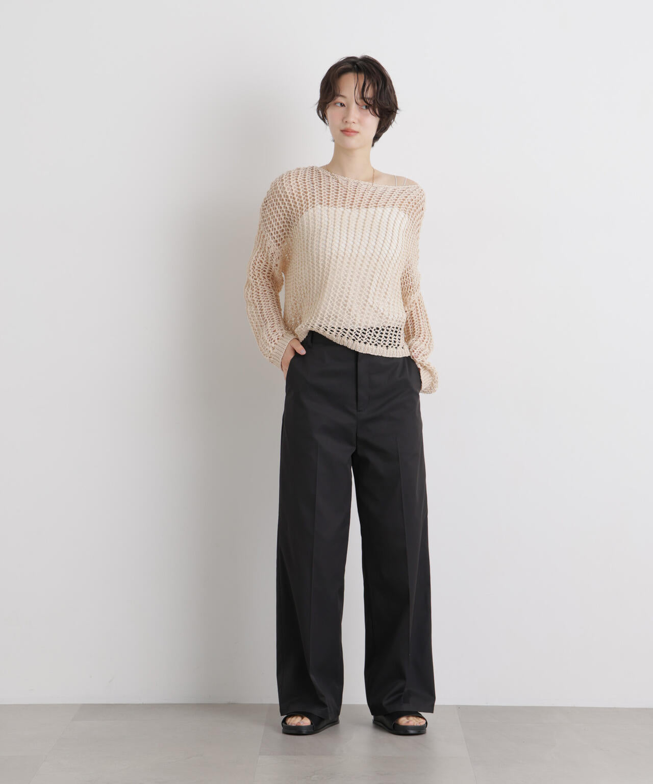 エバークリース加工ストレートセンタープレスパンツ 6736127325