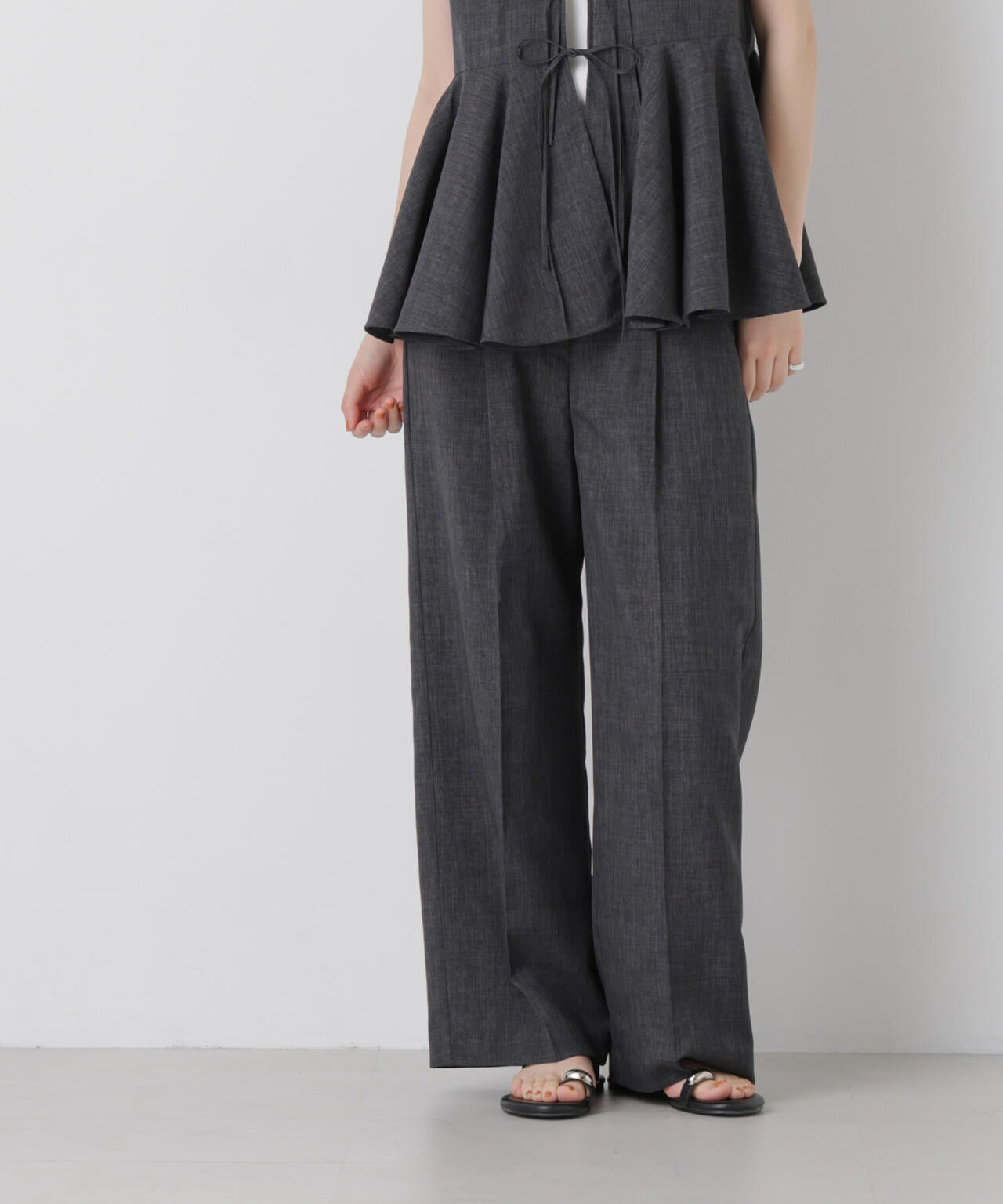 リネンライクワンタックセンタープレスパンツ(セットアップ可) 6736127327