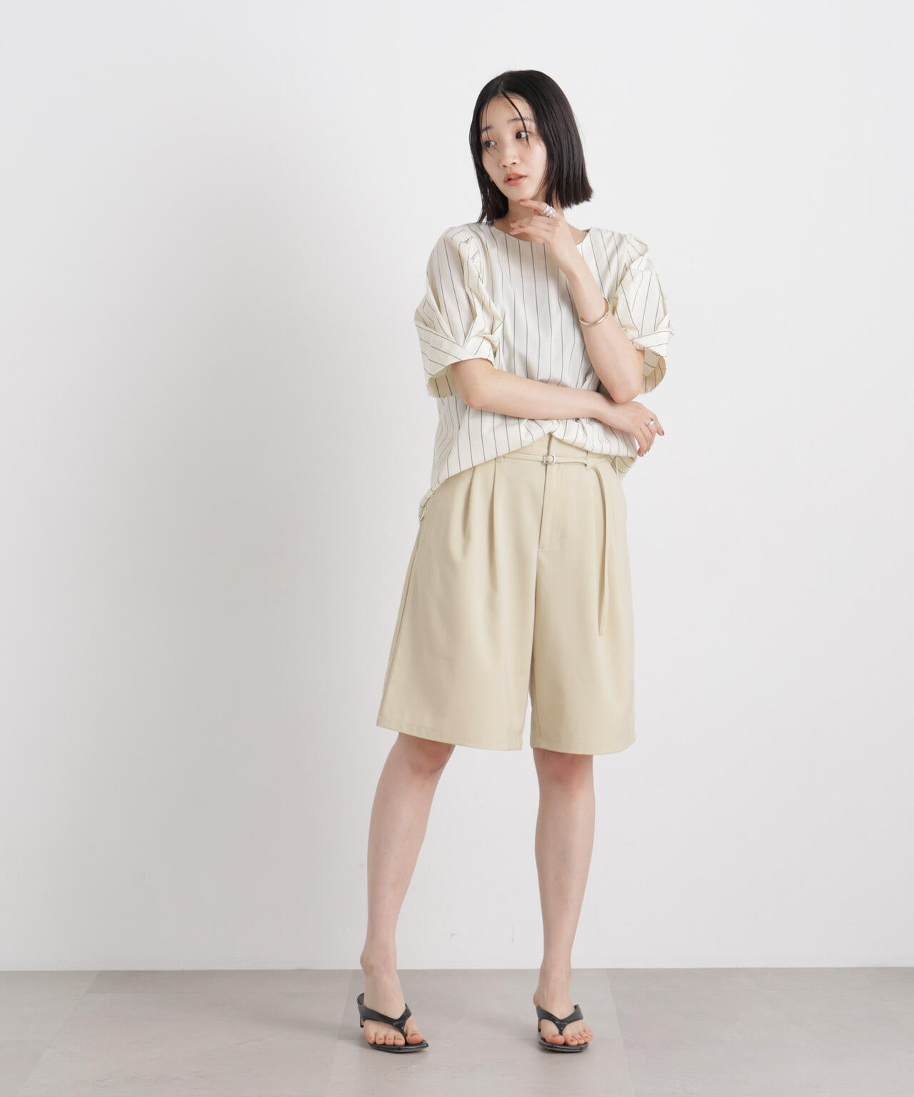 メランジストレッチベルト付ハーフパンツ(セットアップ可) 6736128300