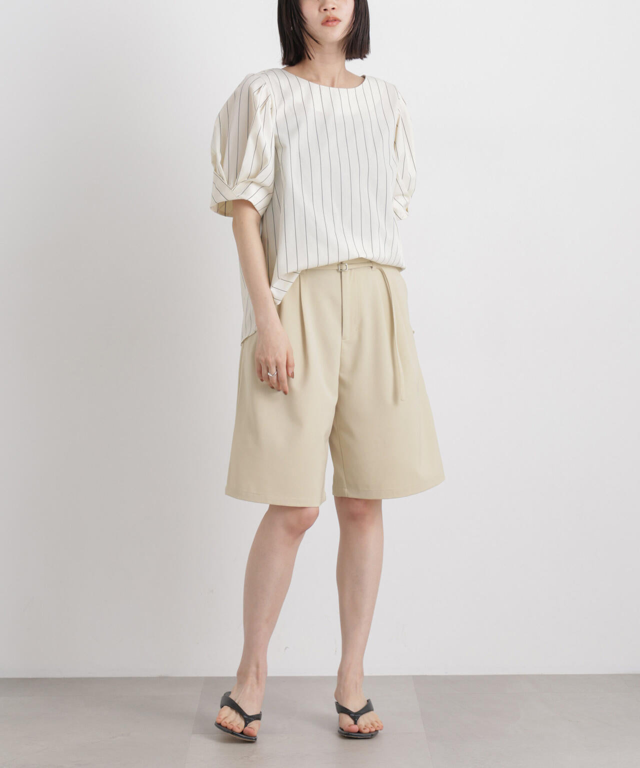 メランジストレッチベルト付ハーフパンツ(セットアップ可) 6736128300